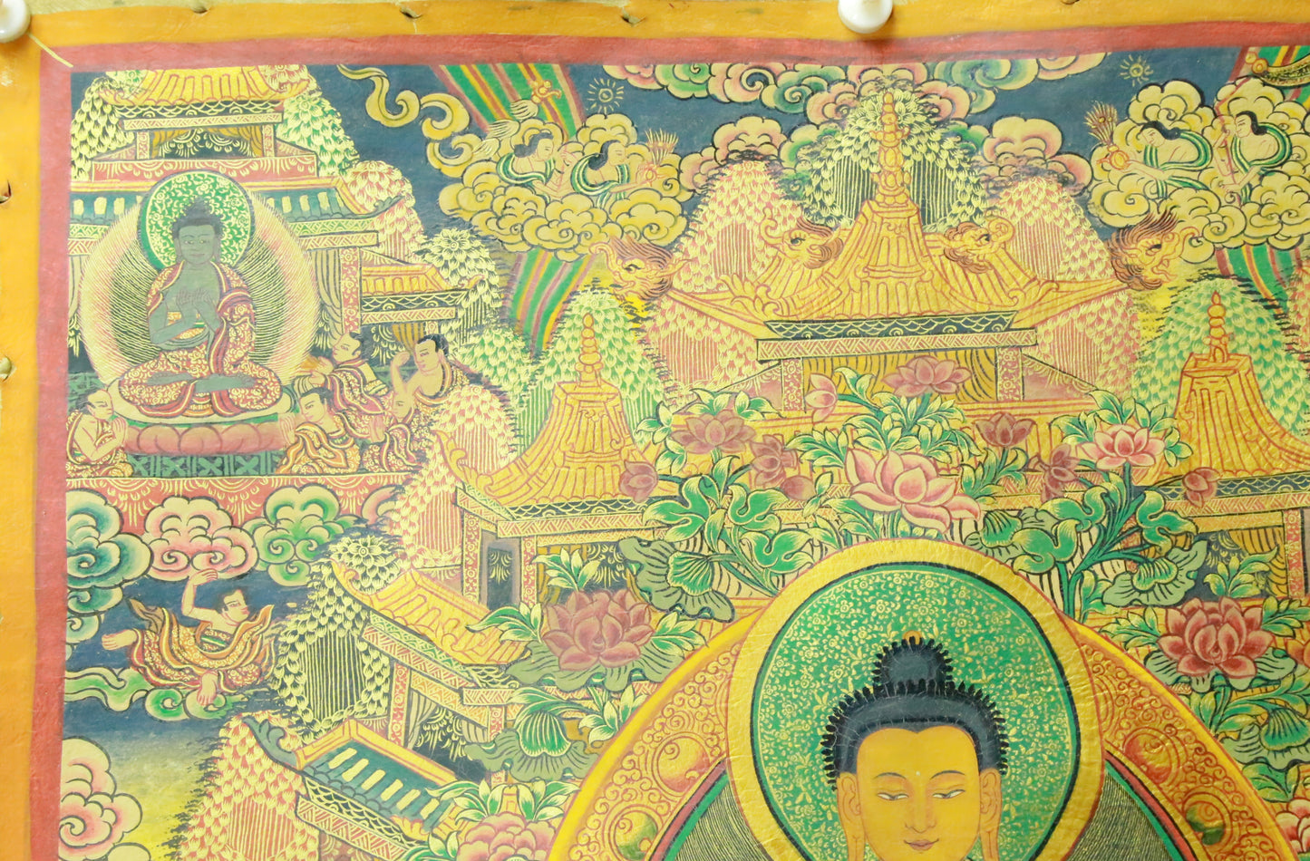 An Exquiste Painted Gold Gautama Buddha Thangka