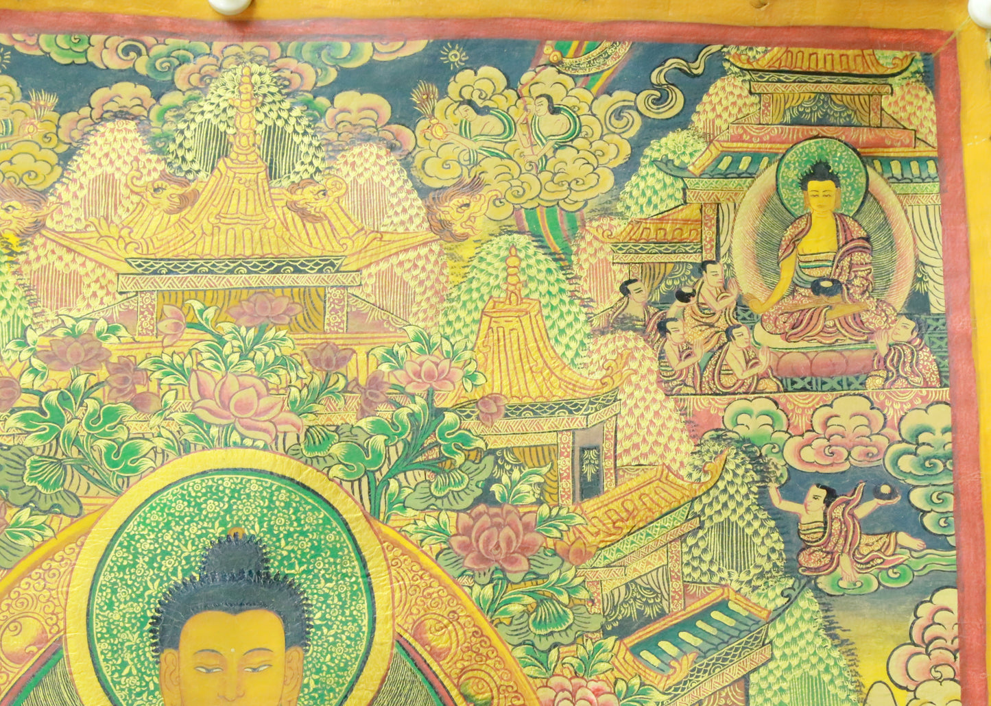 An Exquiste Painted Gold Gautama Buddha Thangka