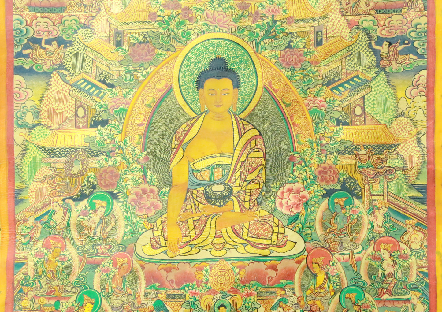 An Exquiste Painted Gold Gautama Buddha Thangka