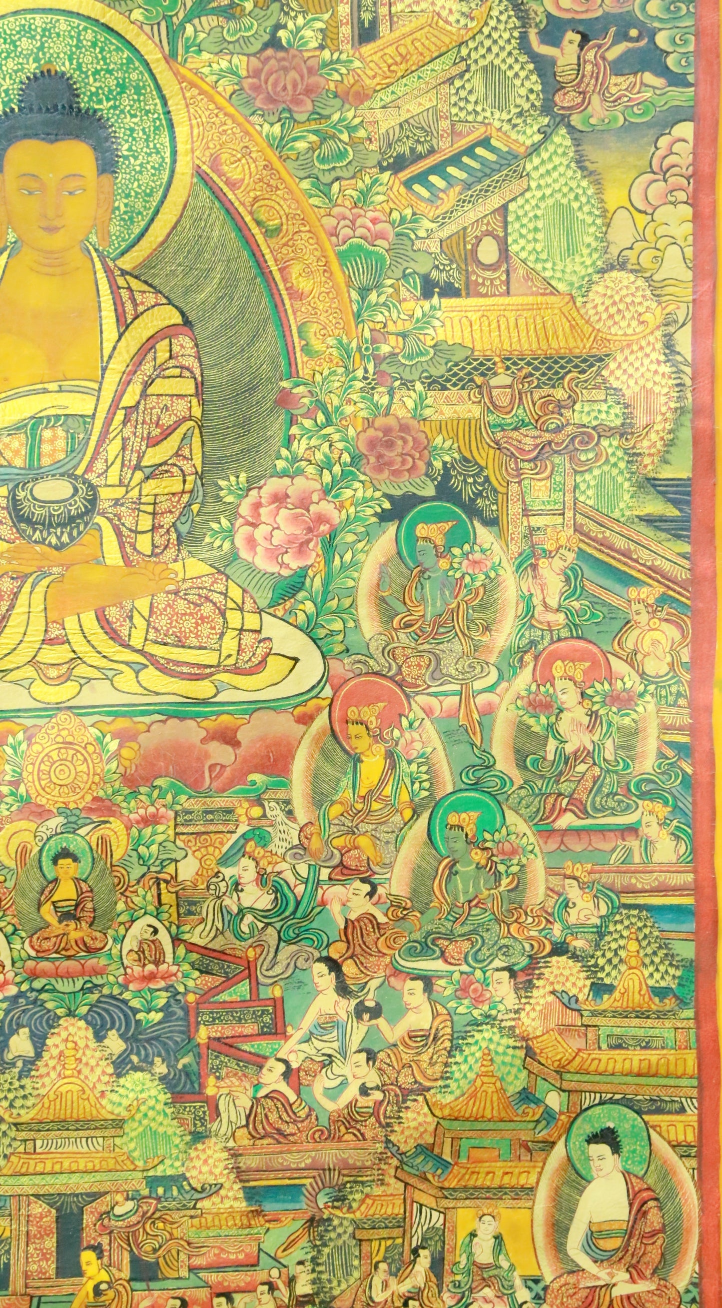 An Exquiste Painted Gold Gautama Buddha Thangka