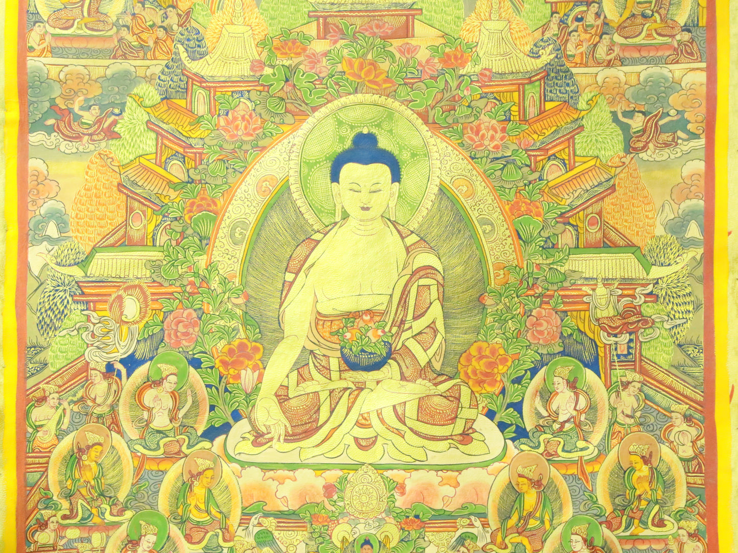 An Exquiste Painted Gold Gautama Buddha Thangka