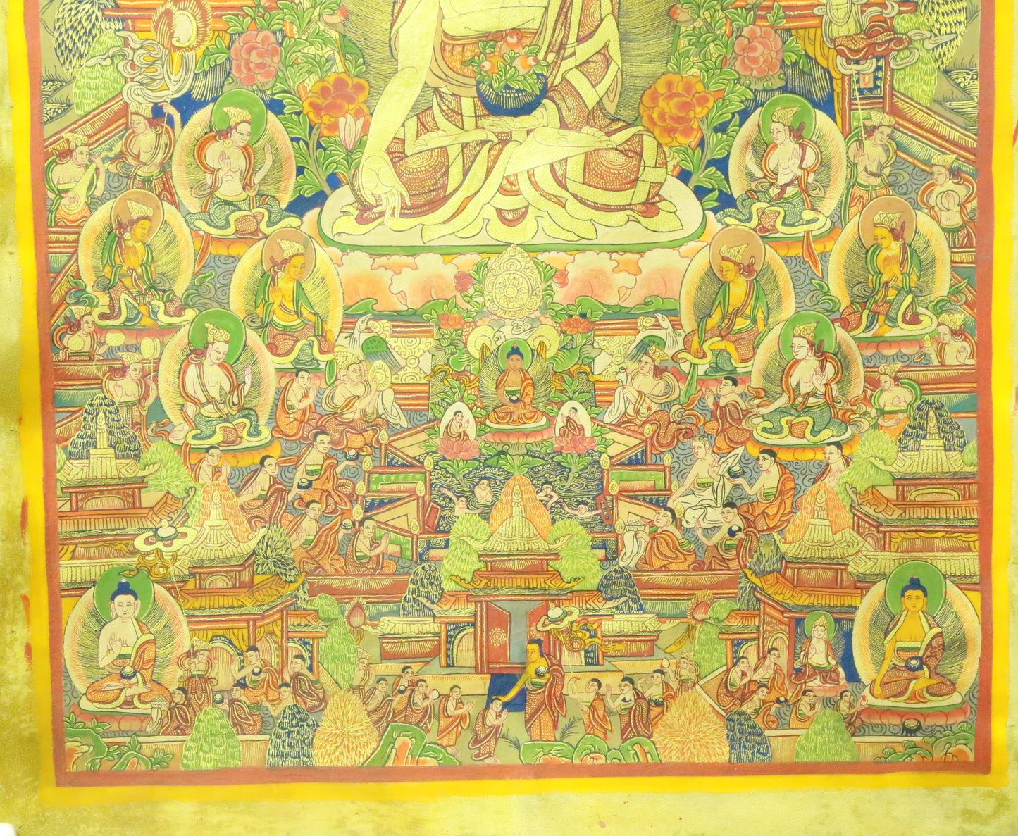 An Exquiste Painted Gold Gautama Buddha Thangka