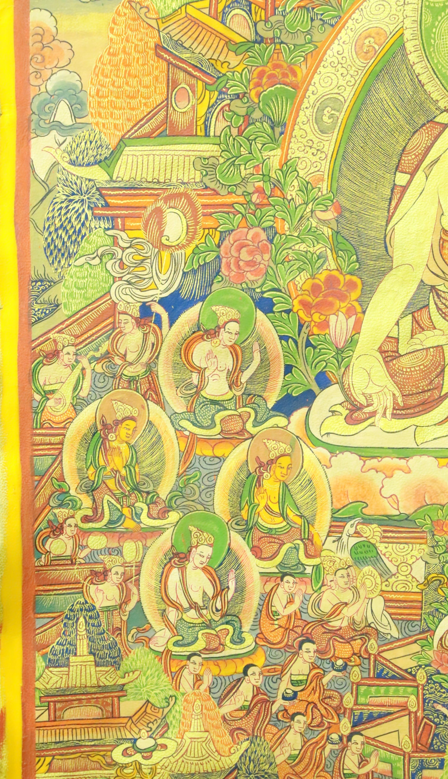 An Exquiste Painted Gold Gautama Buddha Thangka