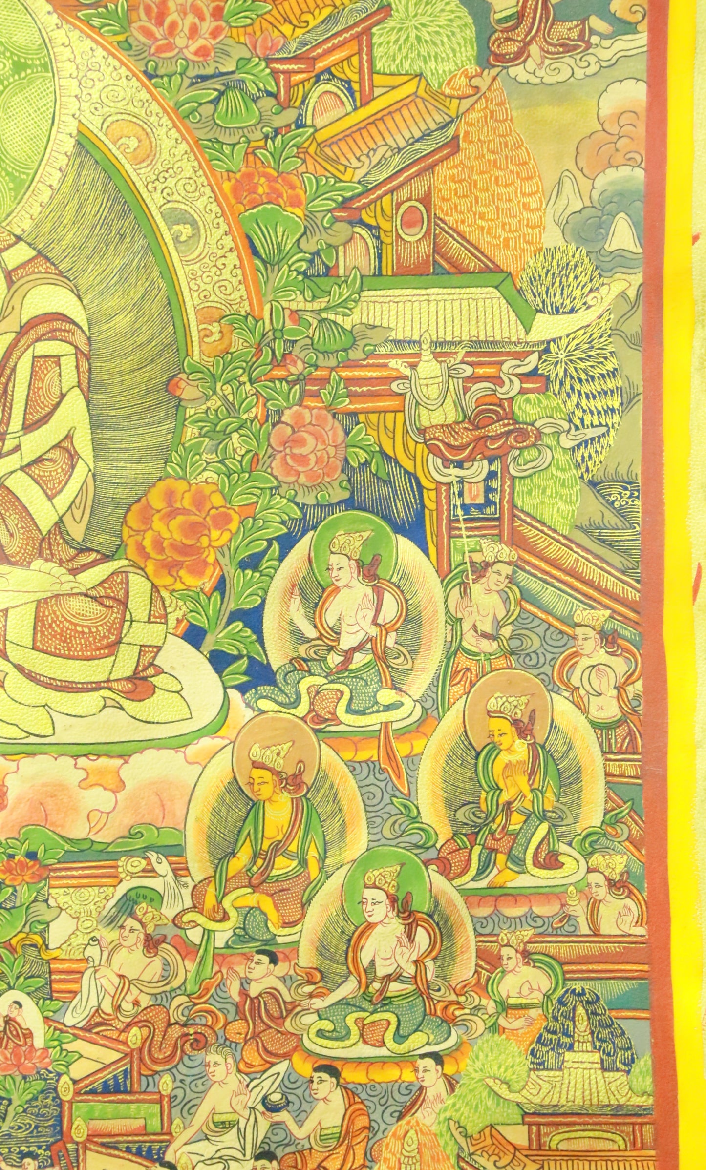 An Exquiste Painted Gold Gautama Buddha Thangka