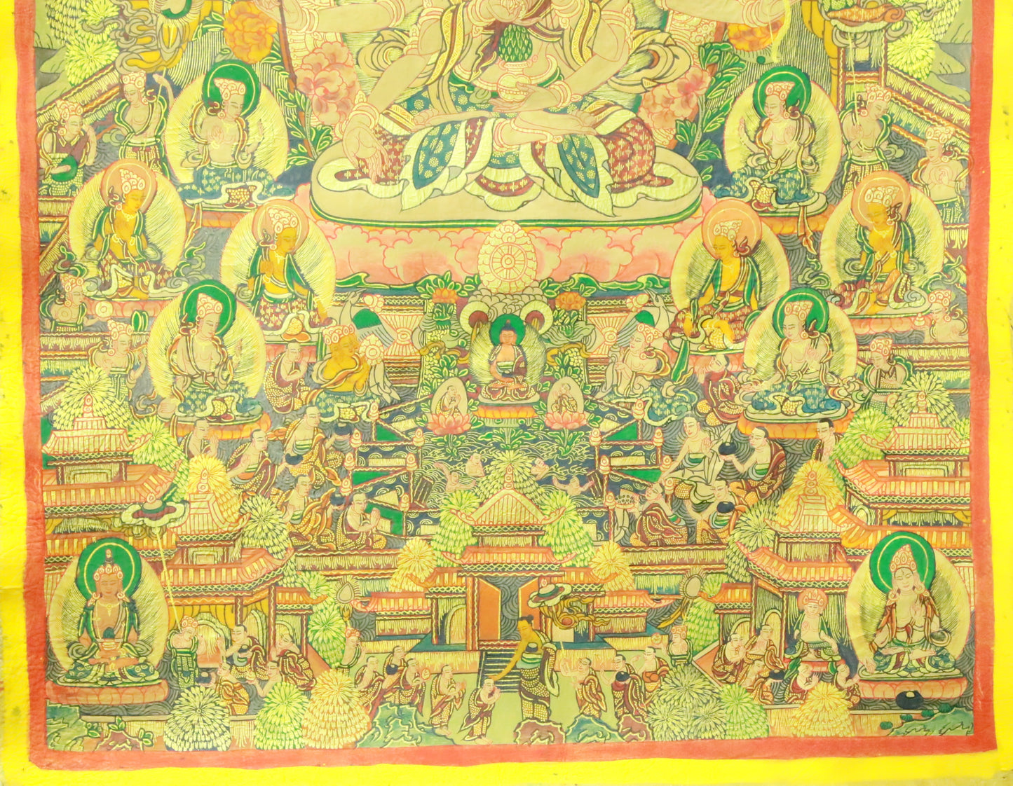 An Exquiste Painted Gold Tara Thangka