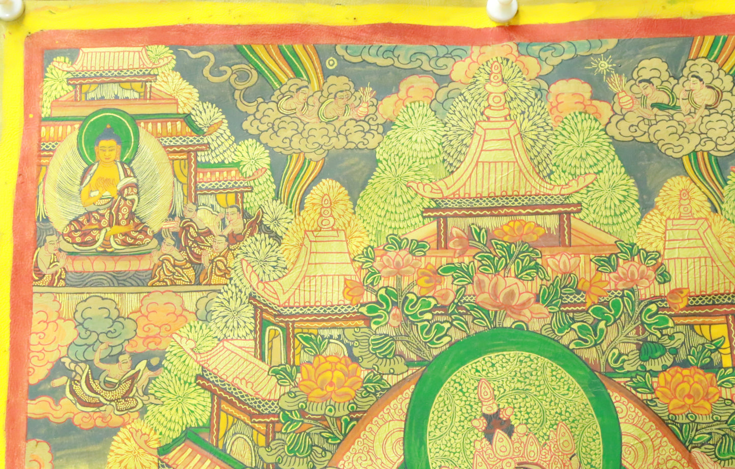 An Exquiste Painted Gold Tara Thangka