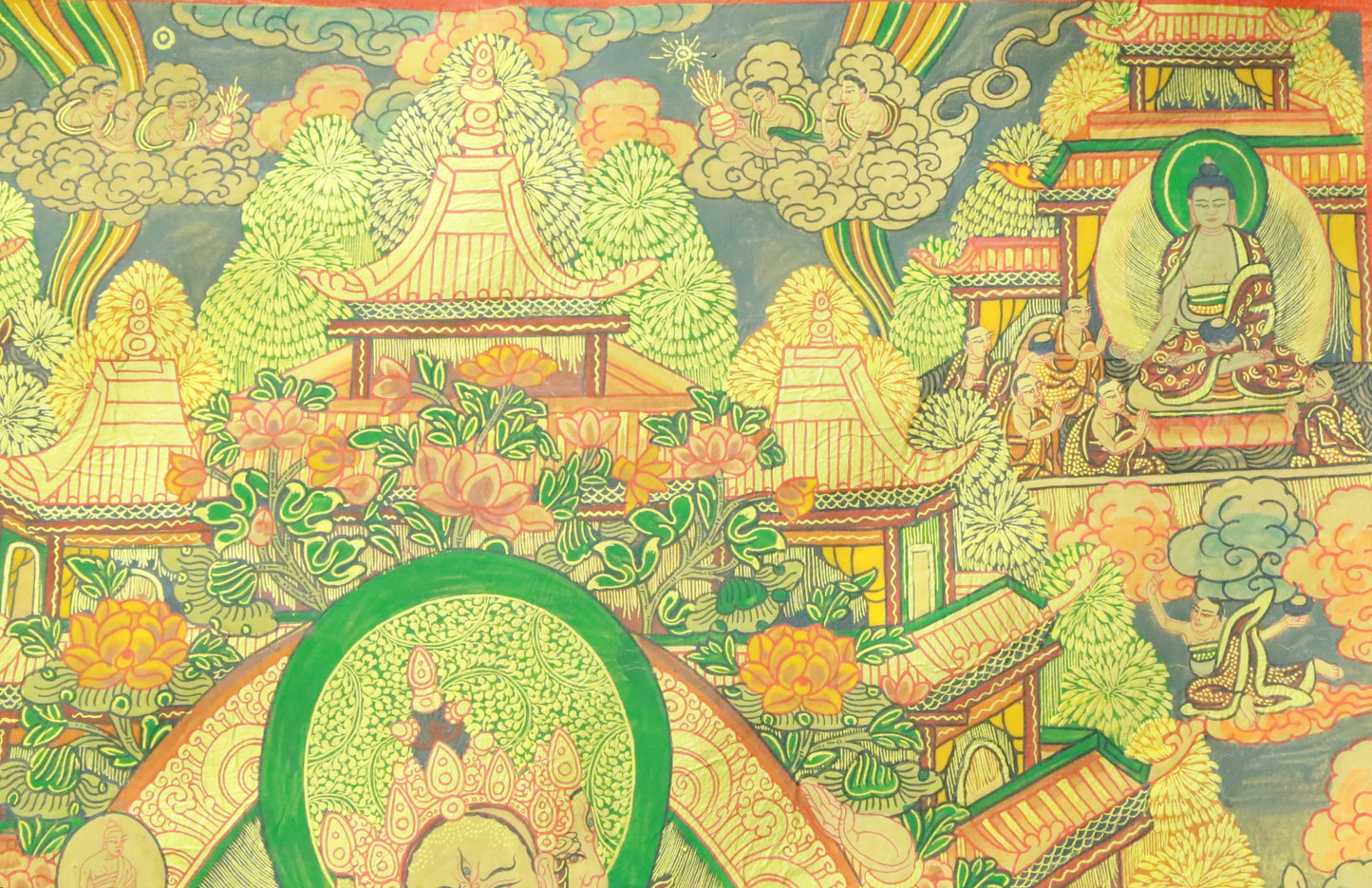 An Exquiste Painted Gold Tara Thangka