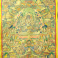 An Exquiste Painted Gold Tara Cowhide Thangka