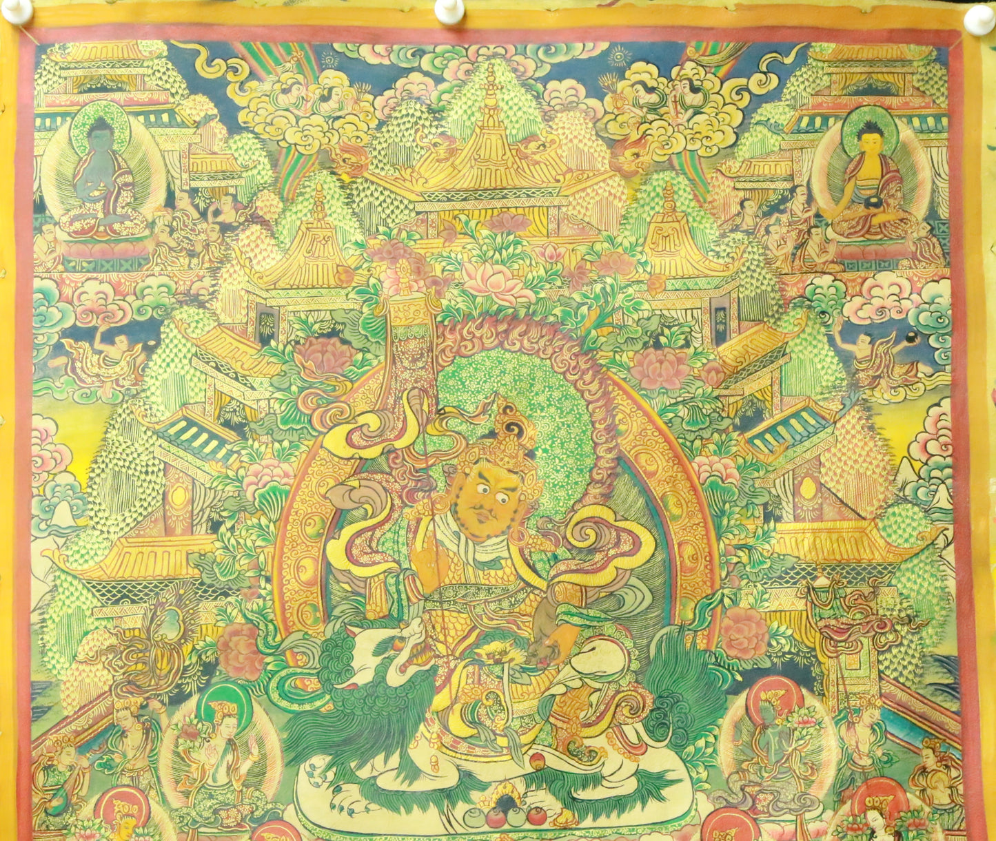 An Exquiste Painted Gold Kubera Thangka