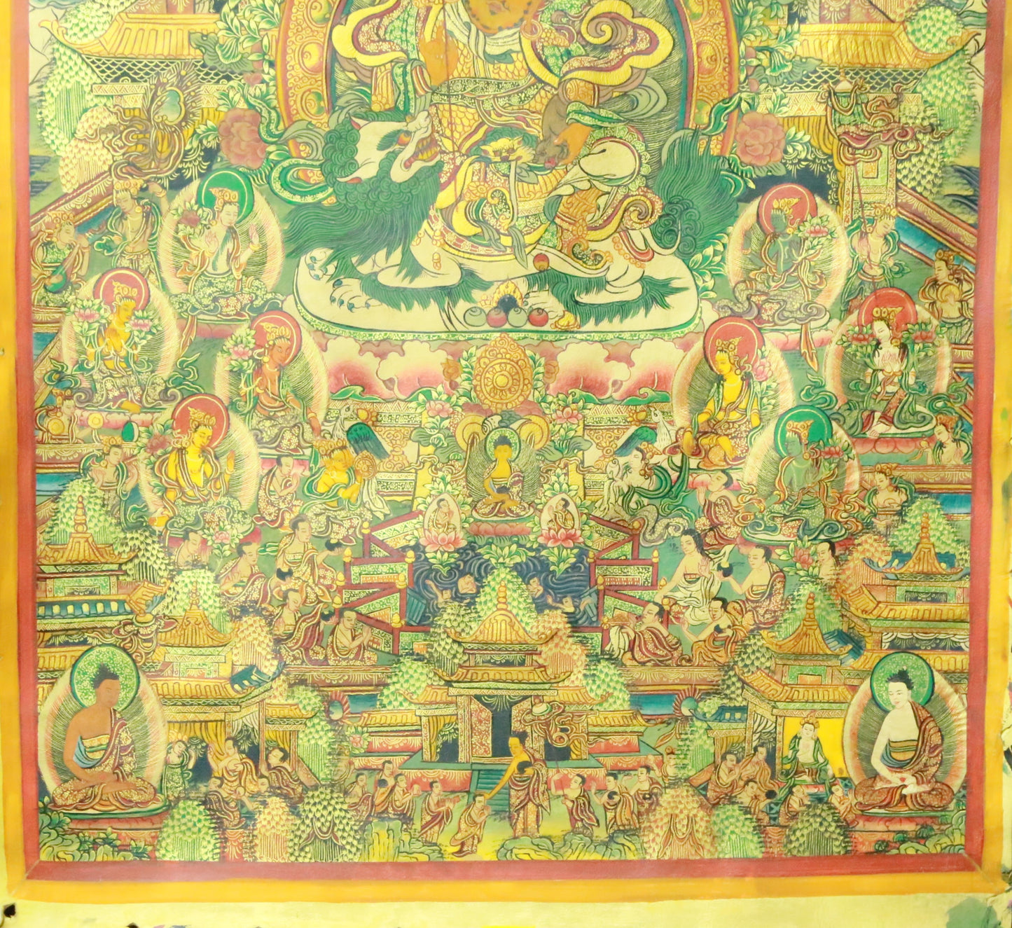 An Exquiste Painted Gold Kubera Thangka