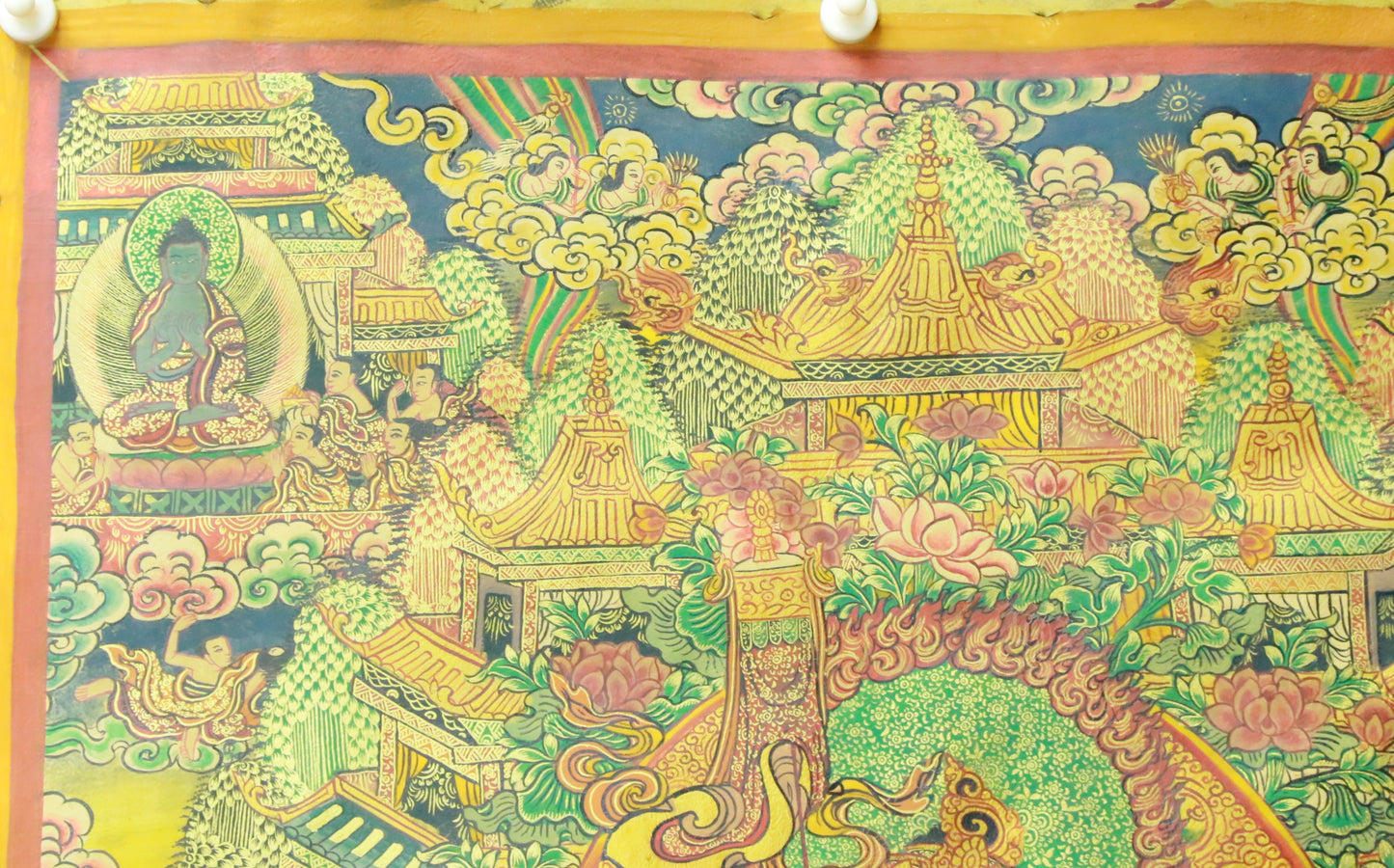 An Exquiste Painted Gold Kubera Thangka