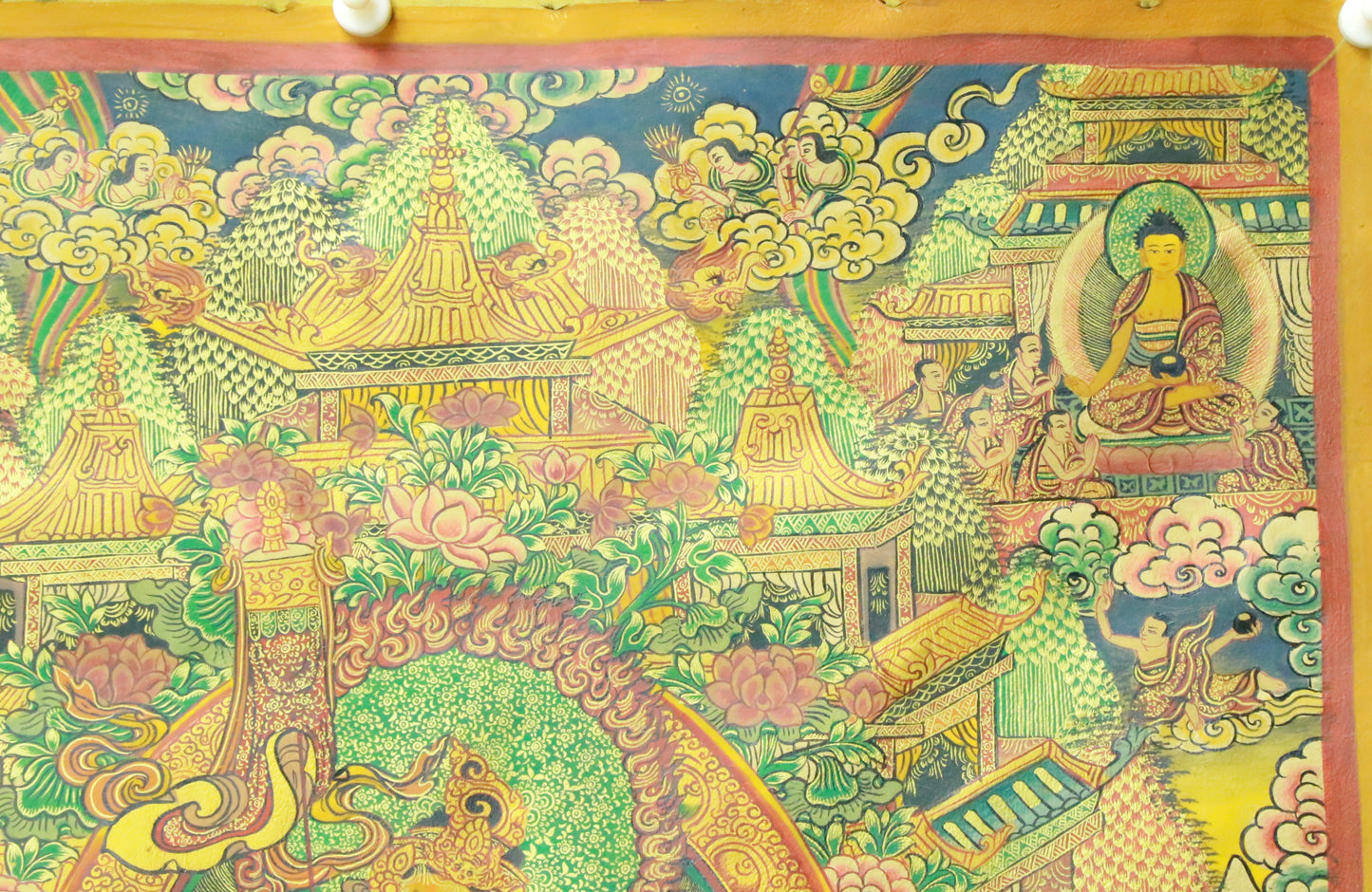 An Exquiste Painted Gold Kubera Thangka