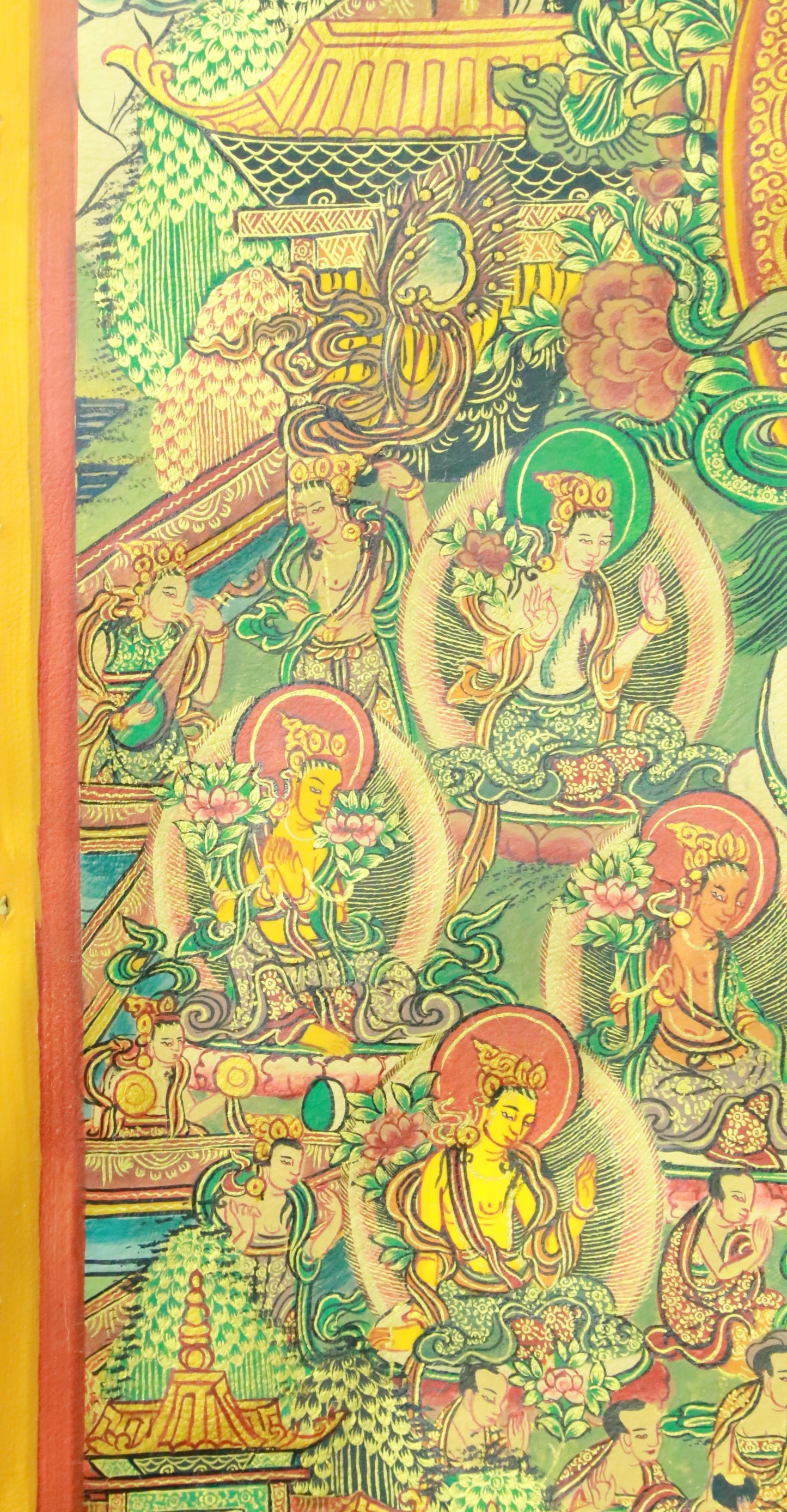 An Exquiste Painted Gold Kubera Thangka