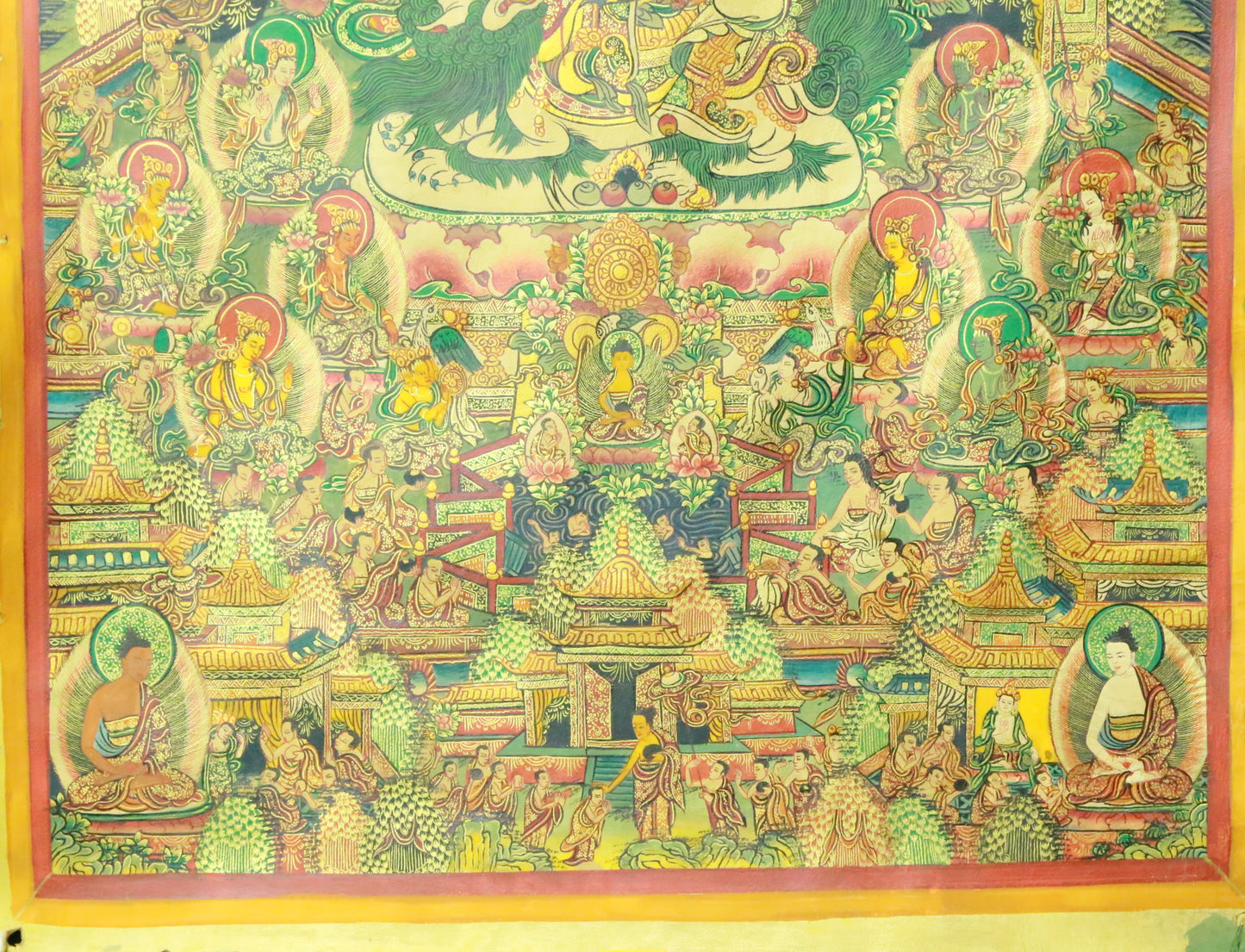 An Exquiste Painted Gold Kubera Thangka