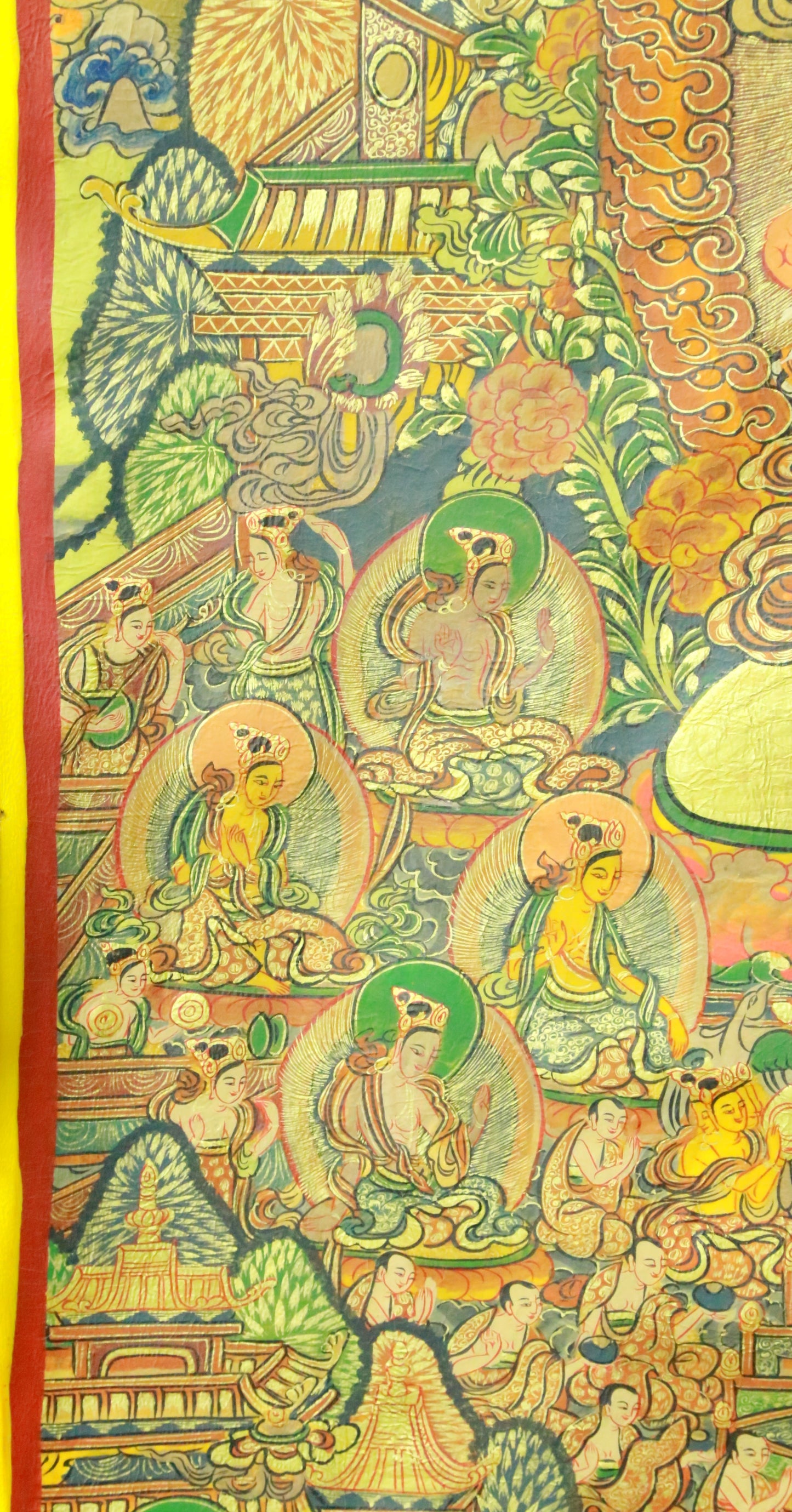 An Exquiste Painted Gold Vajra Thangka