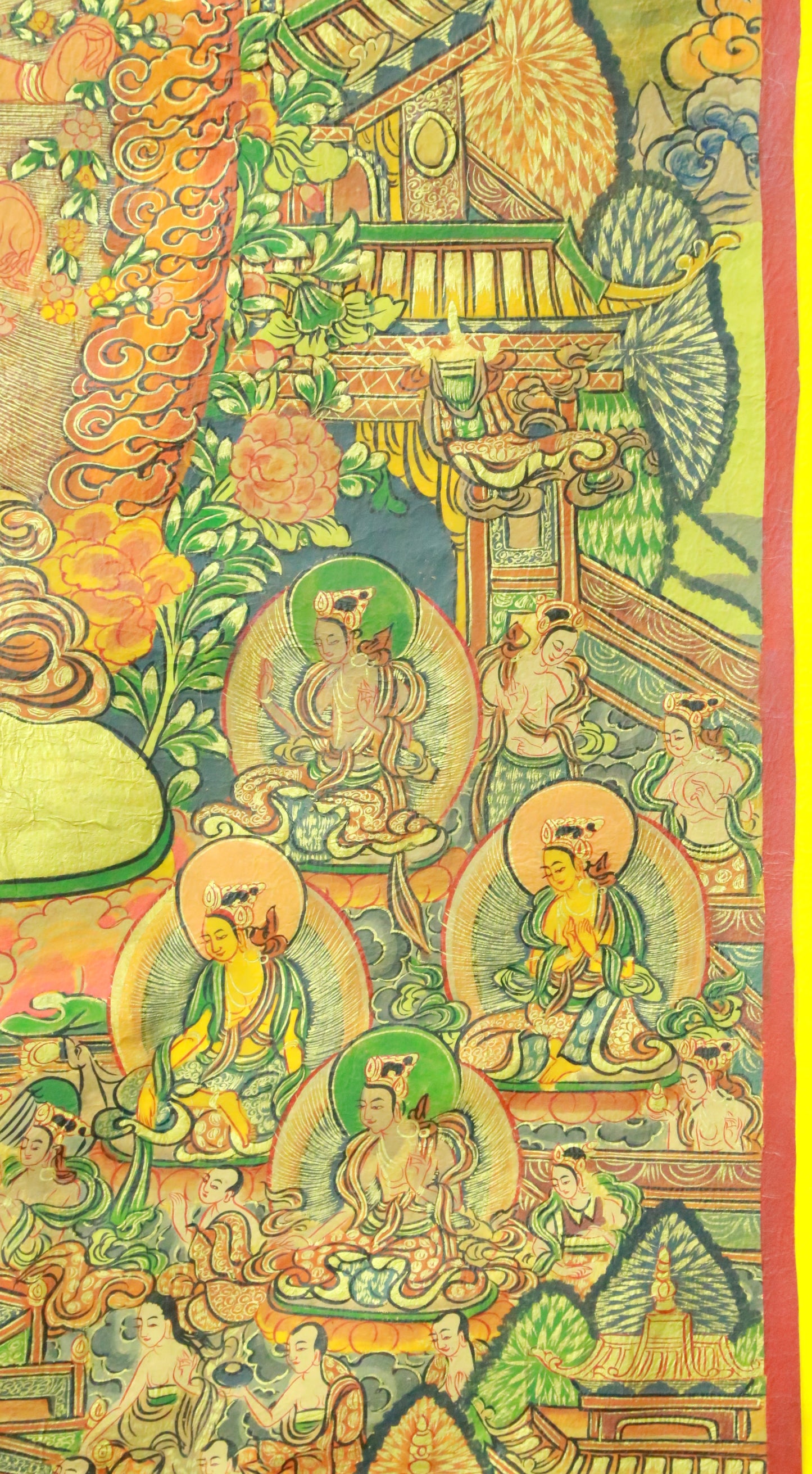 An Exquiste Painted Gold Vajra Thangka