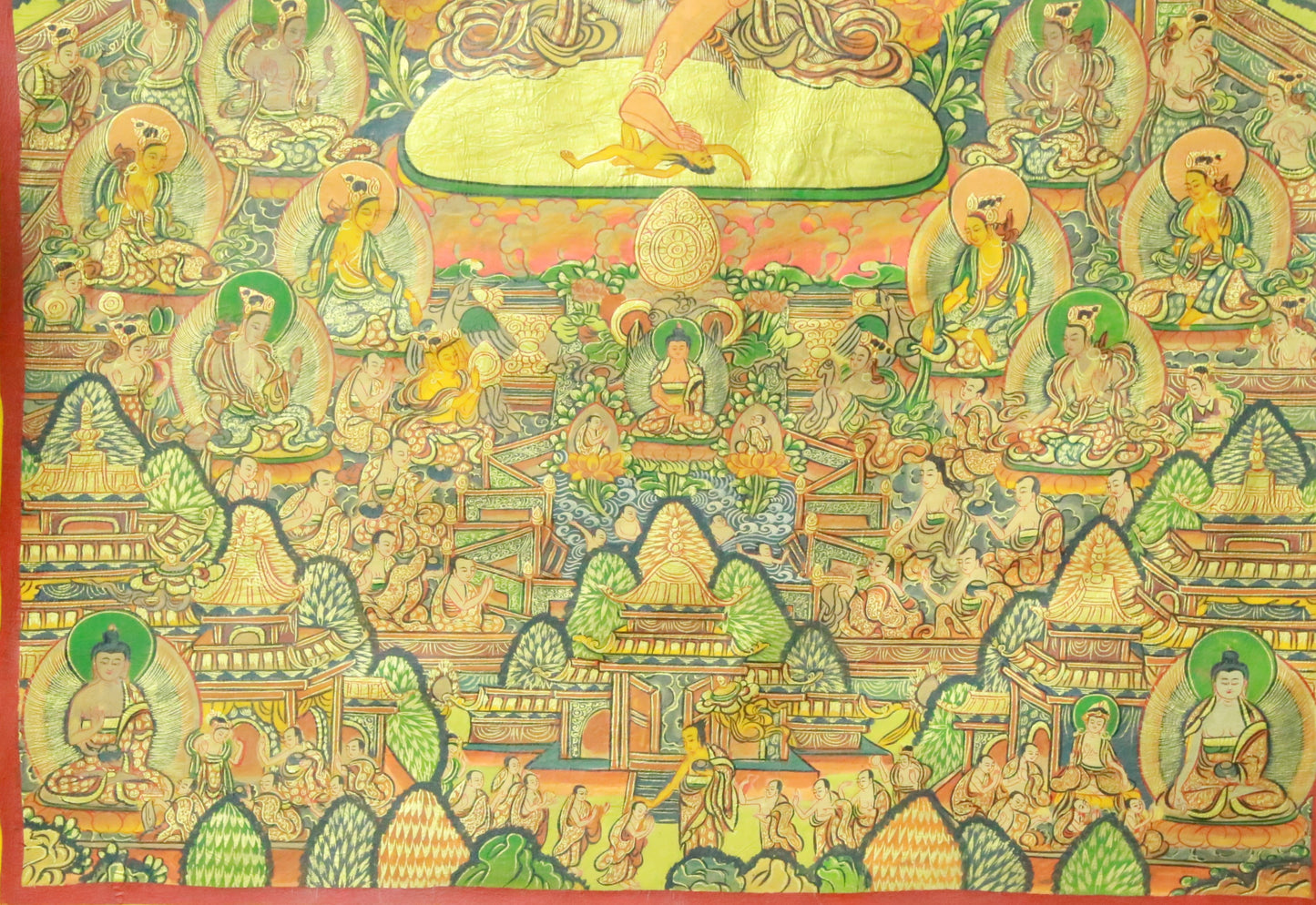 An Exquiste Painted Gold Vajra Thangka