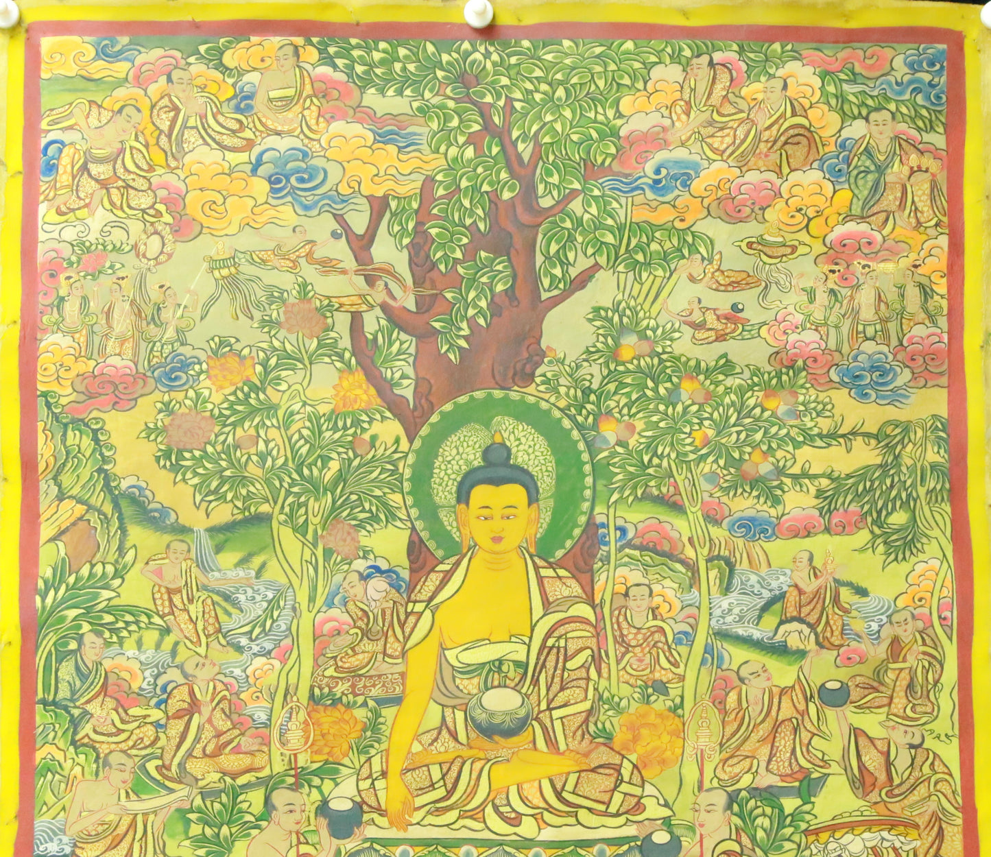 An Exquiste Painted Gold Gautama Buddha Thangka