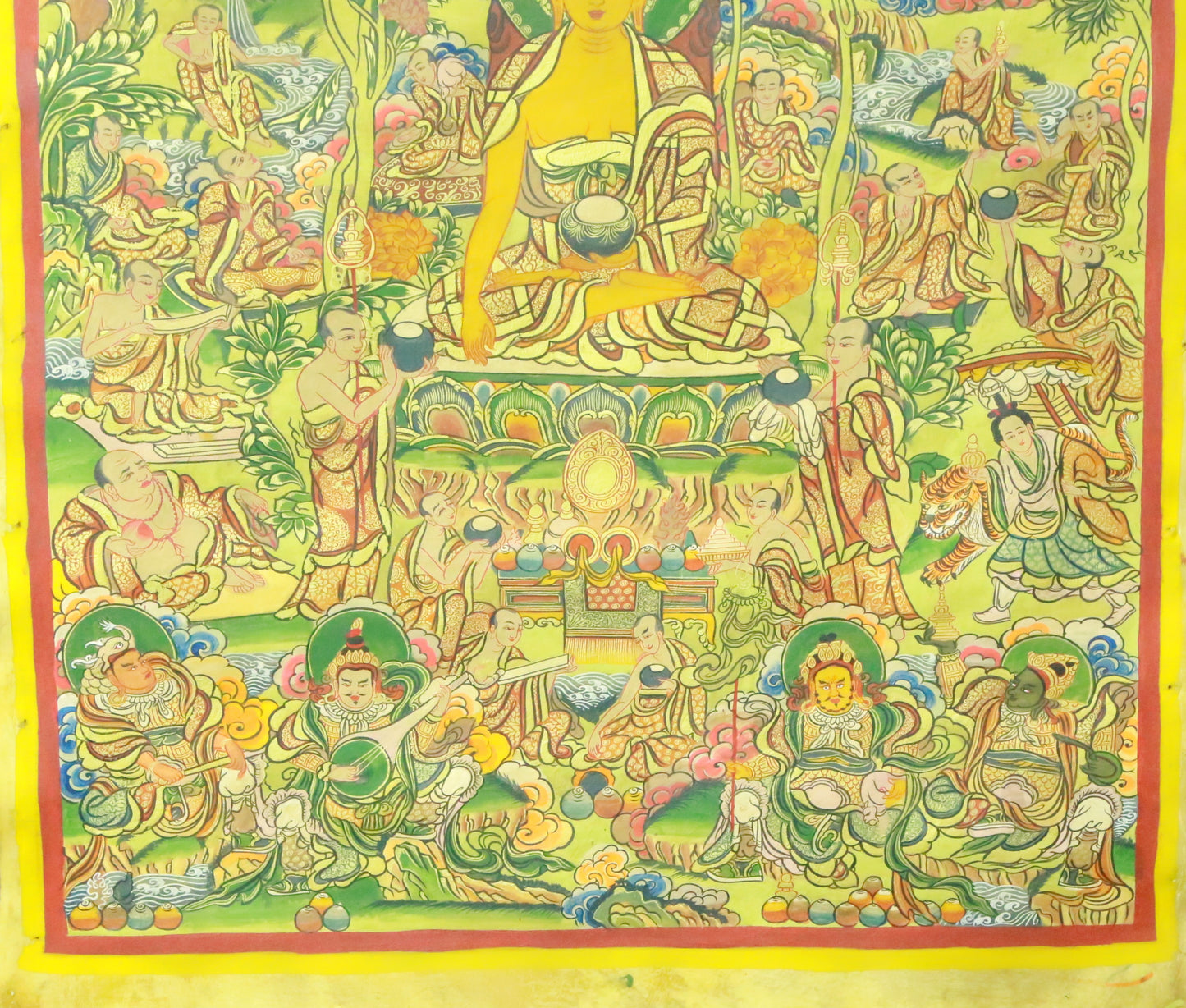 An Exquiste Painted Gold Gautama Buddha Thangka