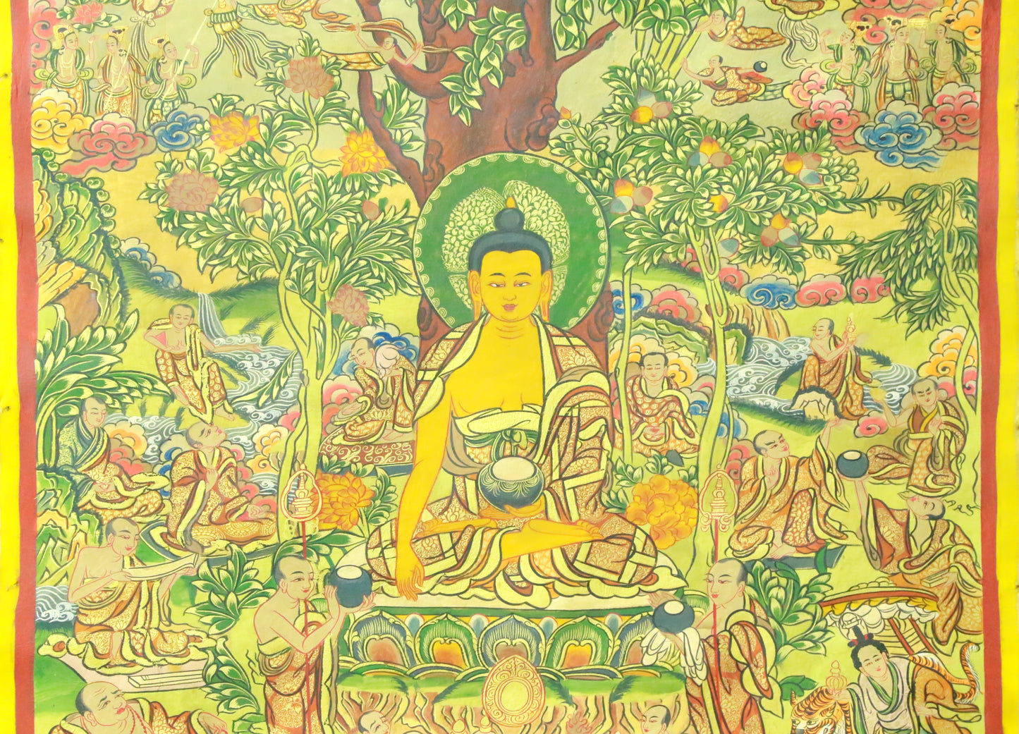 An Exquiste Painted Gold Gautama Buddha Thangka