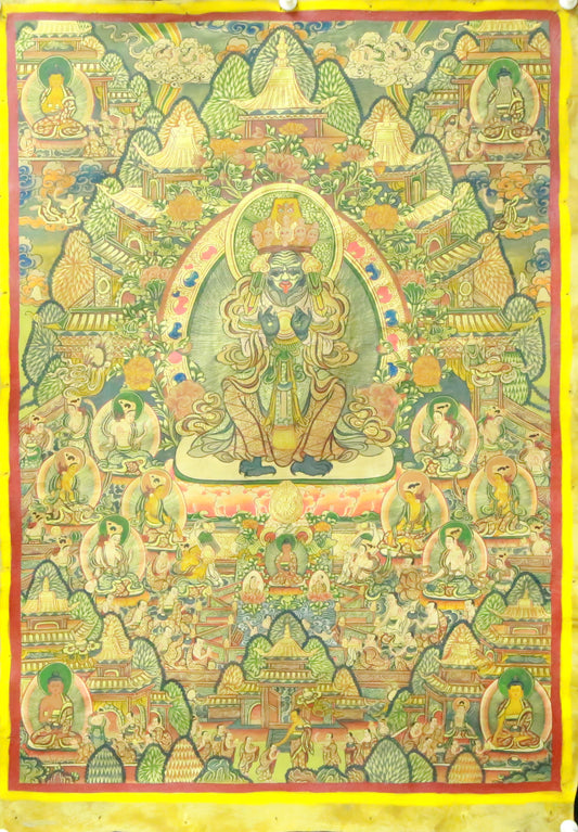 An Exquiste Painted Gold Siddhartha Thangka