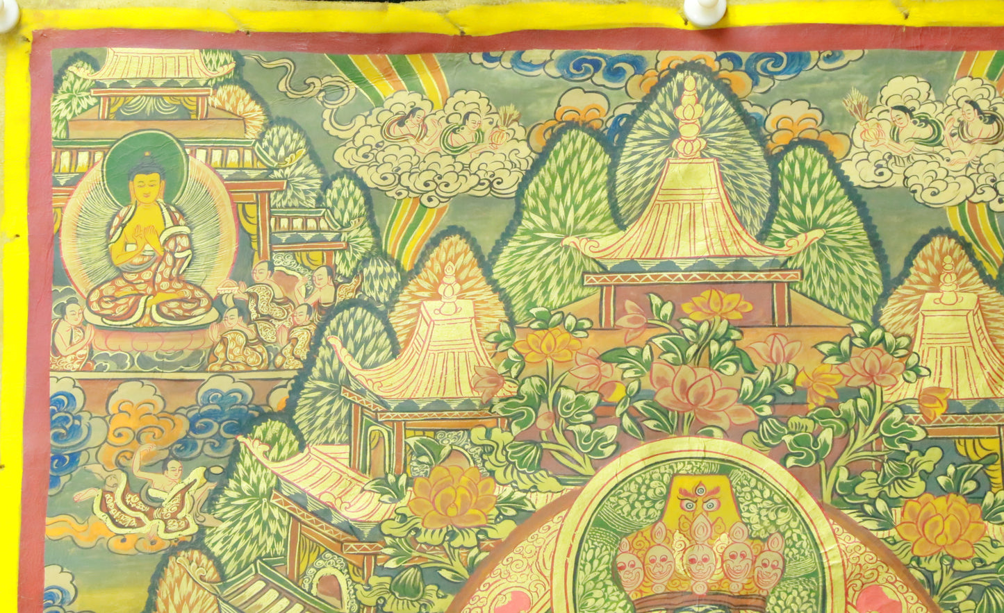 An Exquiste Painted Gold Siddhartha Thangka