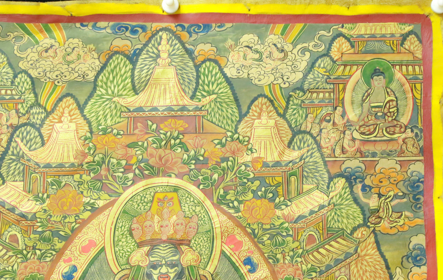 An Exquiste Painted Gold Siddhartha Thangka