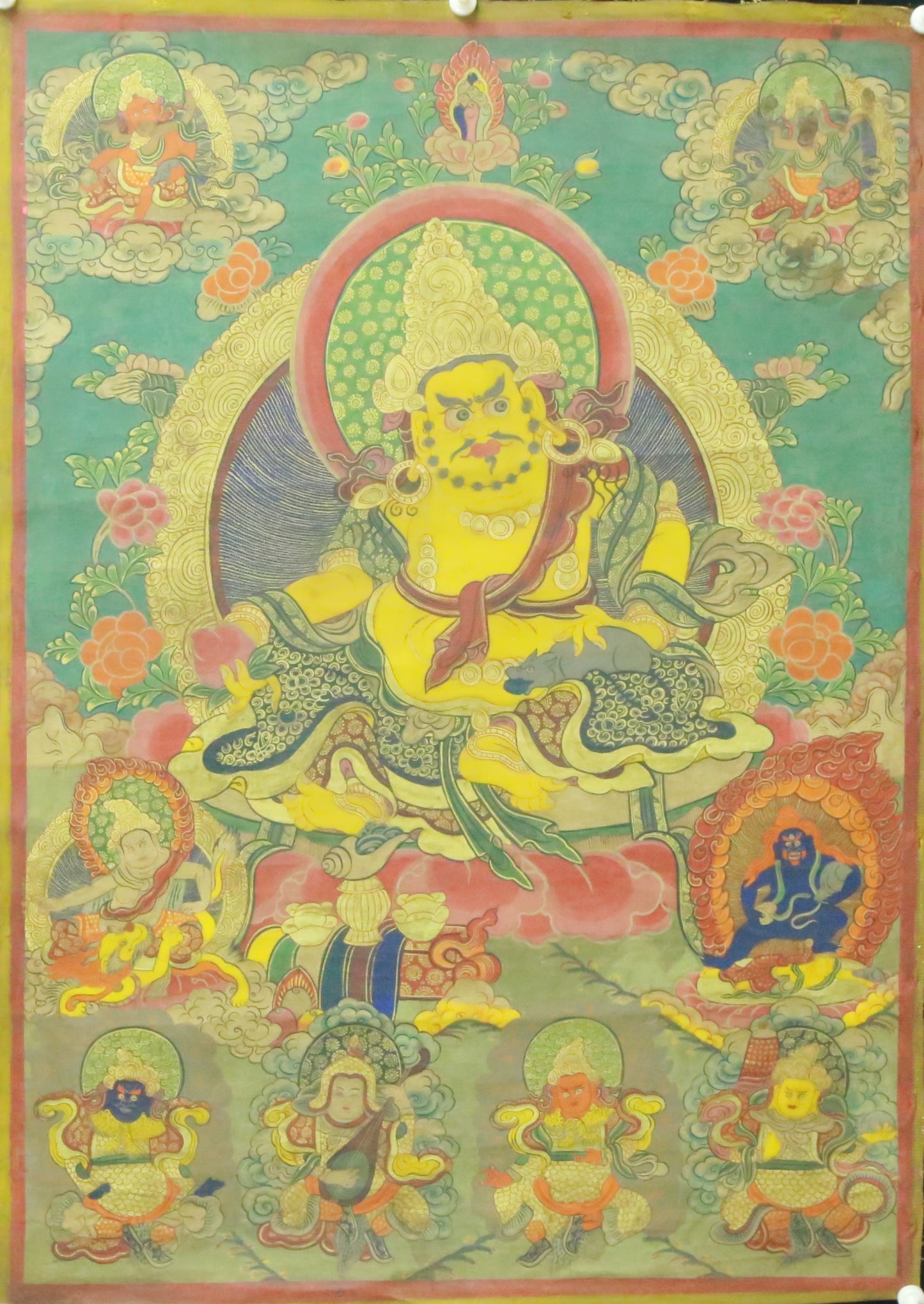 An Exquiste Painted Gold Mammon Thangka