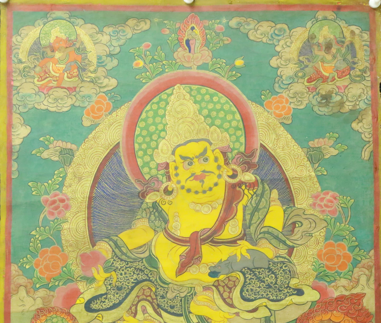 An Exquiste Painted Gold Mammon Thangka