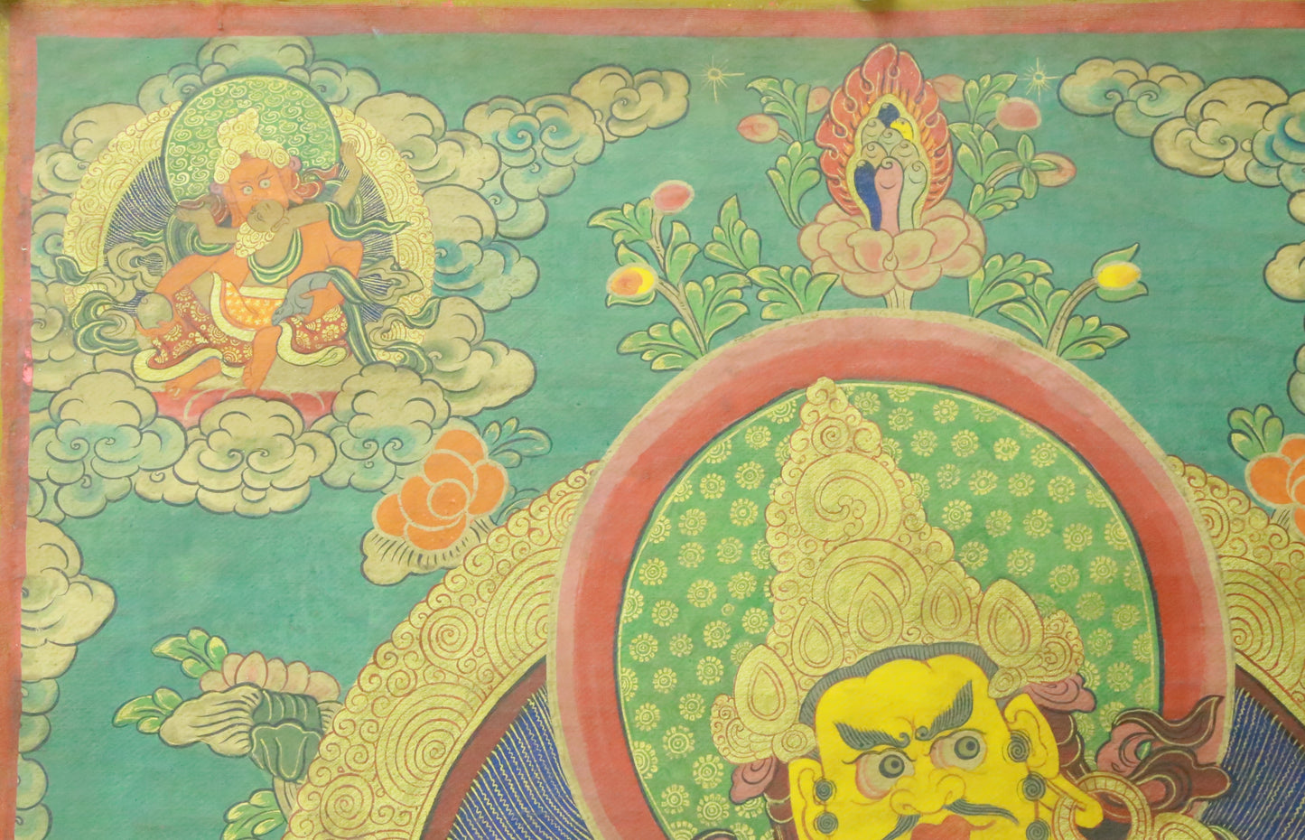 An Exquiste Painted Gold Mammon Thangka