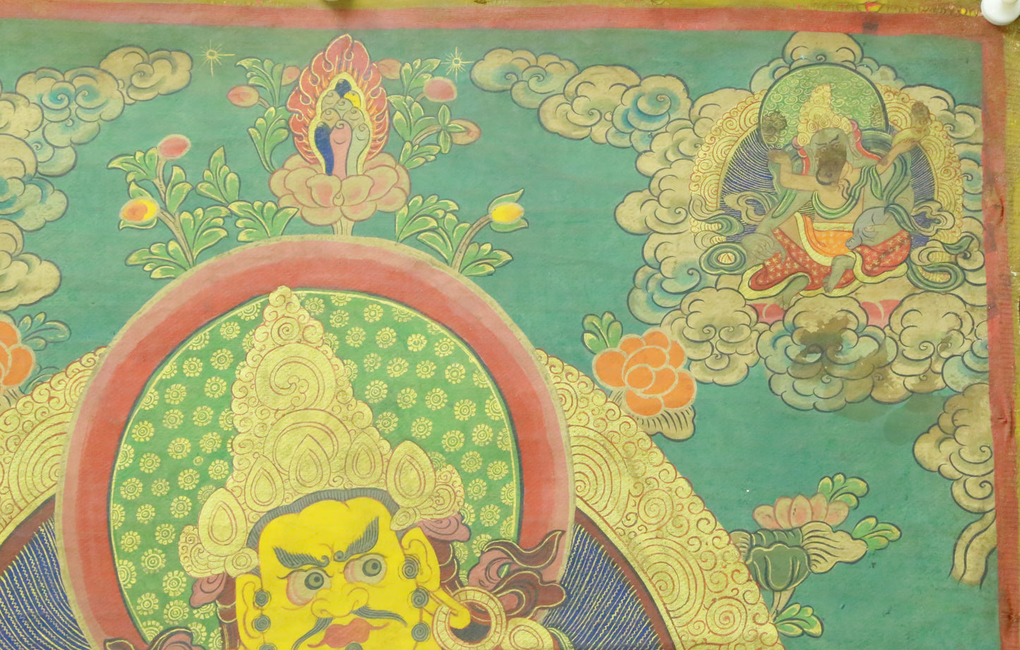 An Exquiste Painted Gold Mammon Thangka