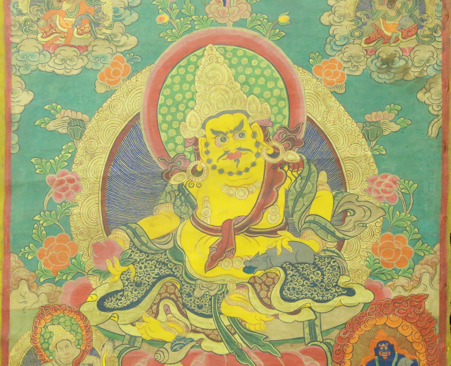 An Exquiste Painted Gold Mammon Thangka