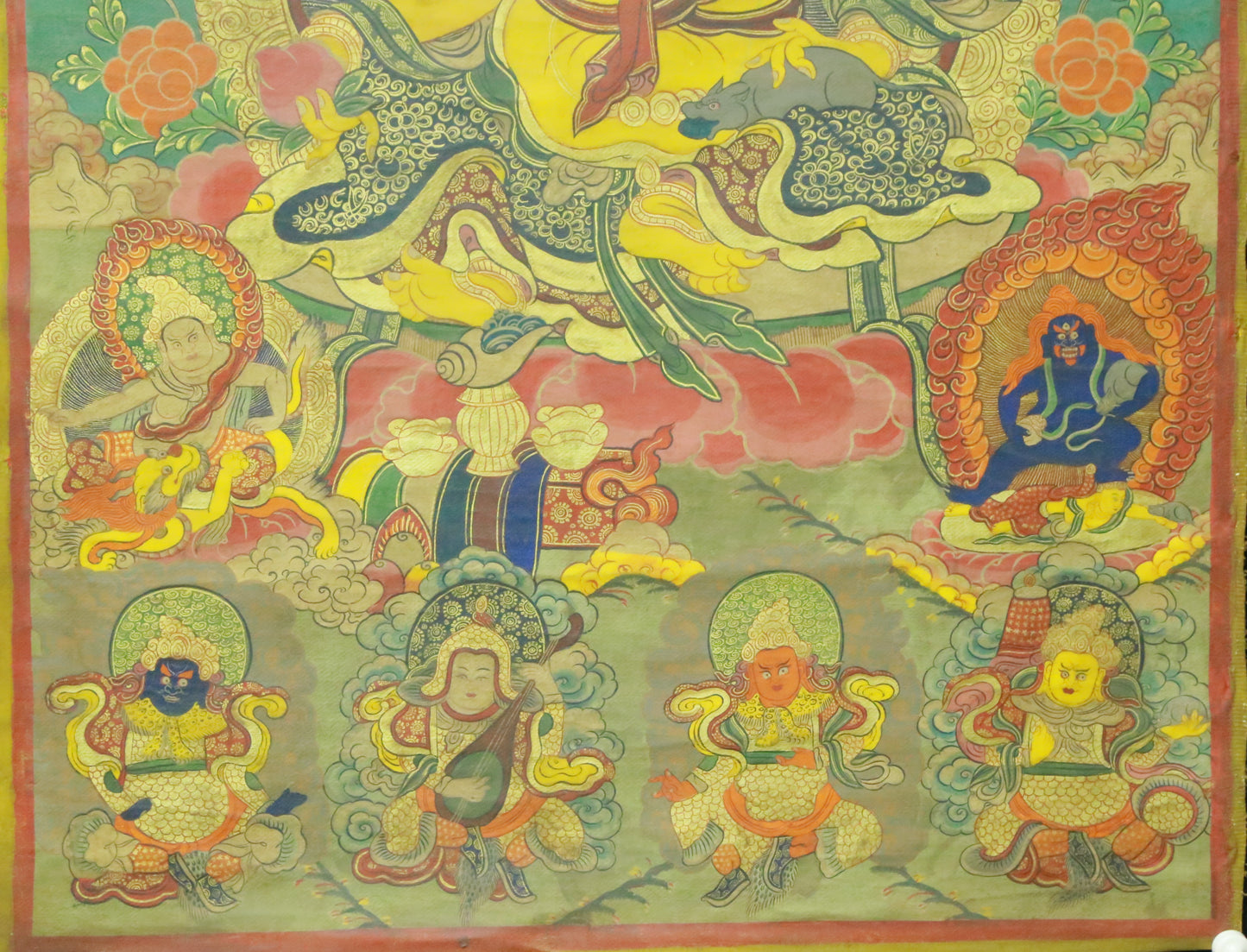 An Exquiste Painted Gold Mammon Thangka