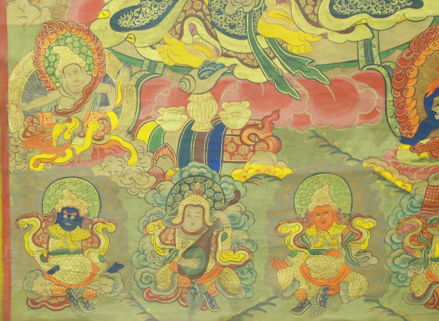 An Exquiste Painted Gold Mammon Thangka