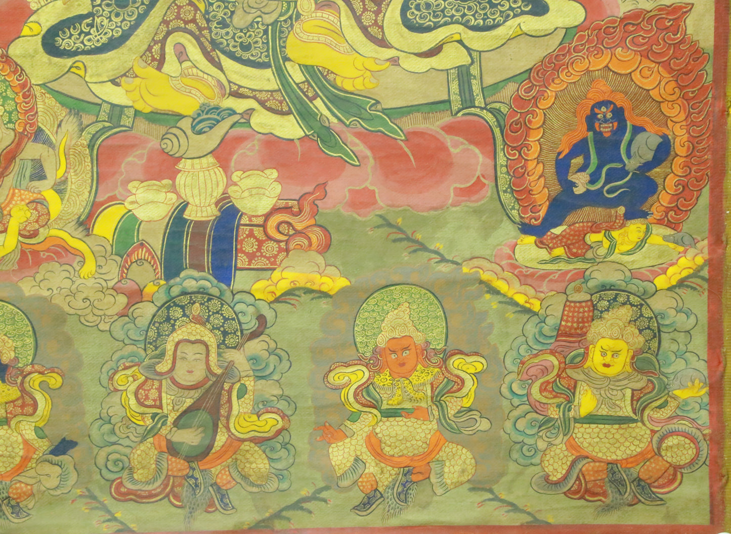 An Exquiste Painted Gold Mammon Thangka