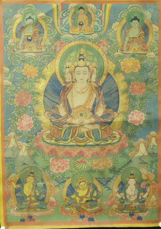 An Exquiste Painted Gold Tara Thangka