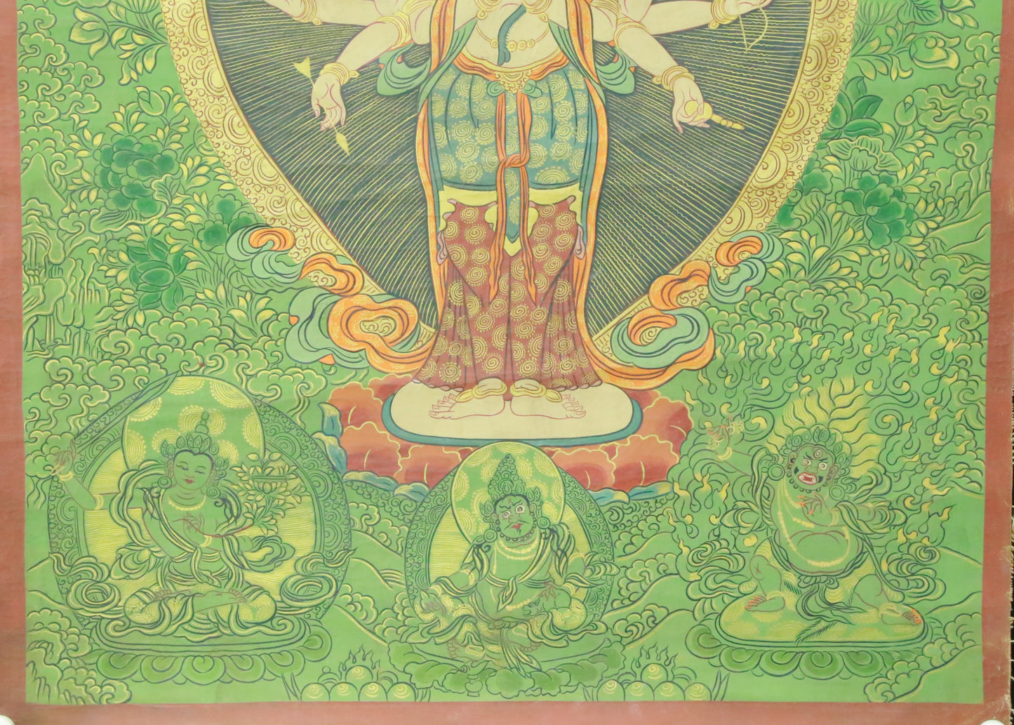 An Exquiste Painted Gold Eleven-faced Avalokiteshvara Thangka