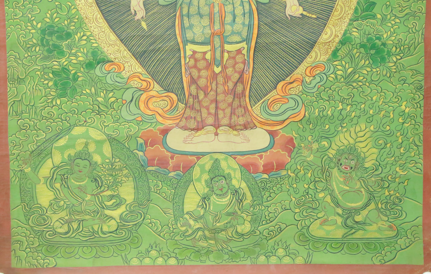 An Exquiste Painted Gold Eleven-faced Avalokiteshvara Thangka