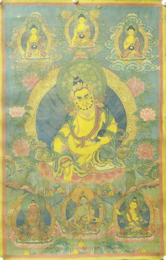 An Exquiste Painted Gold Mammon Thangka