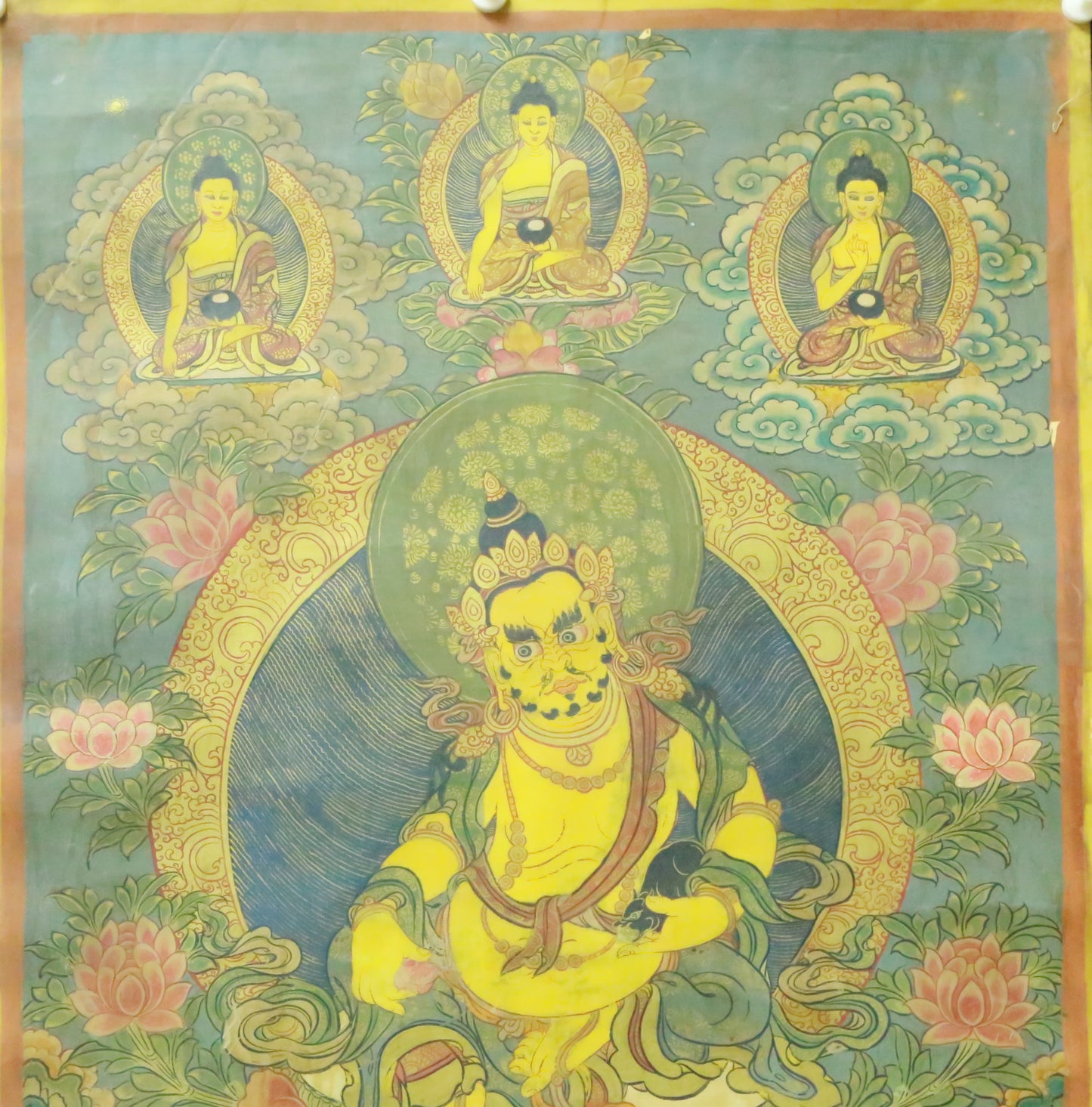 An Exquiste Painted Gold Mammon Thangka