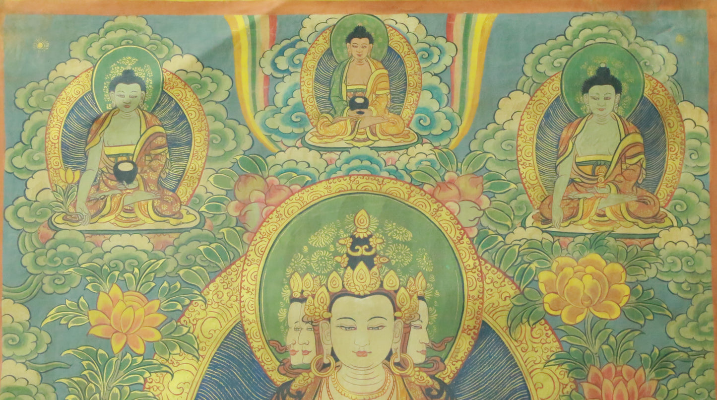 An Exquiste Painted Gold Tara Thangka