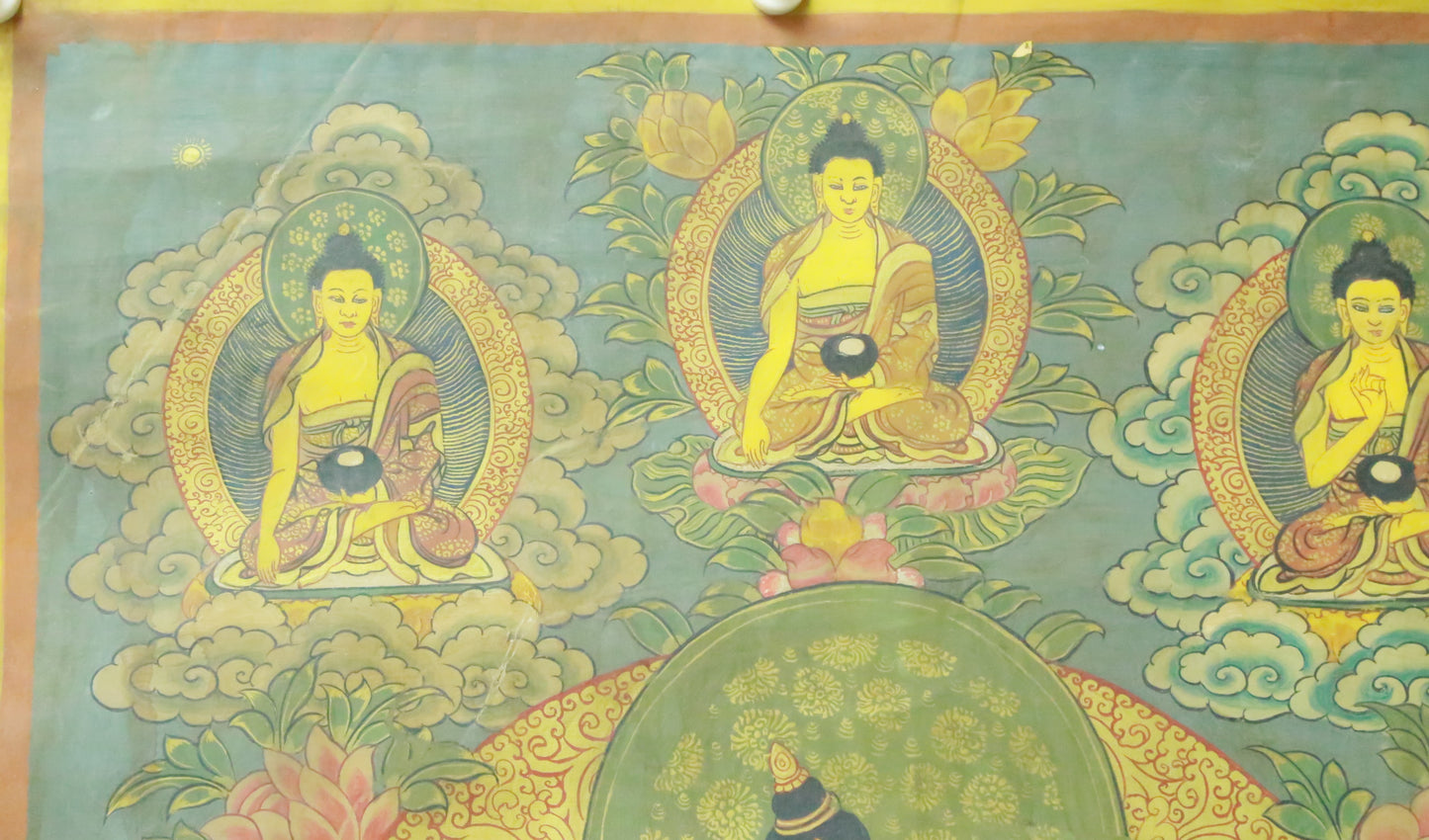 An Exquiste Painted Gold Mammon Thangka