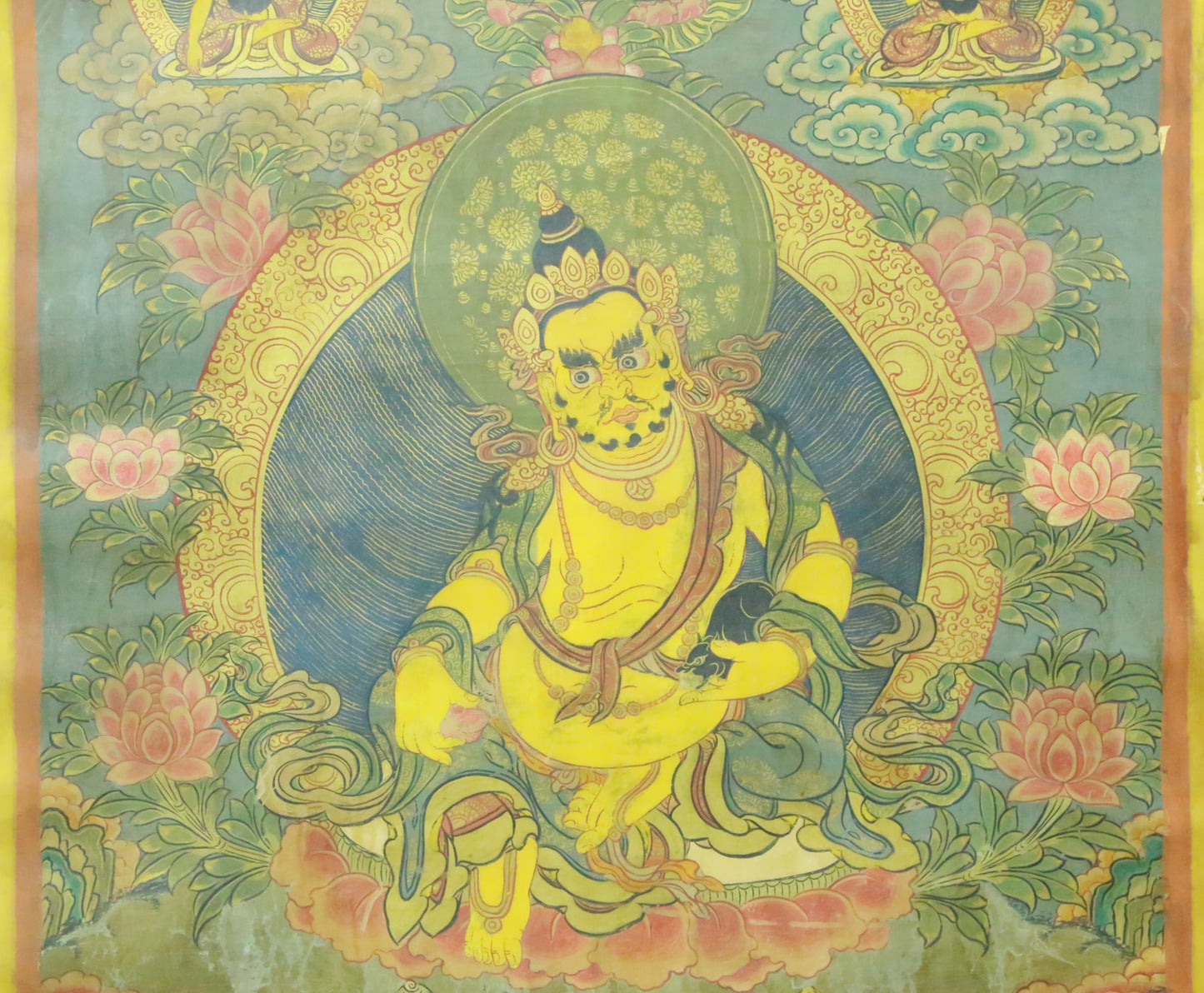 An Exquiste Painted Gold Mammon Thangka