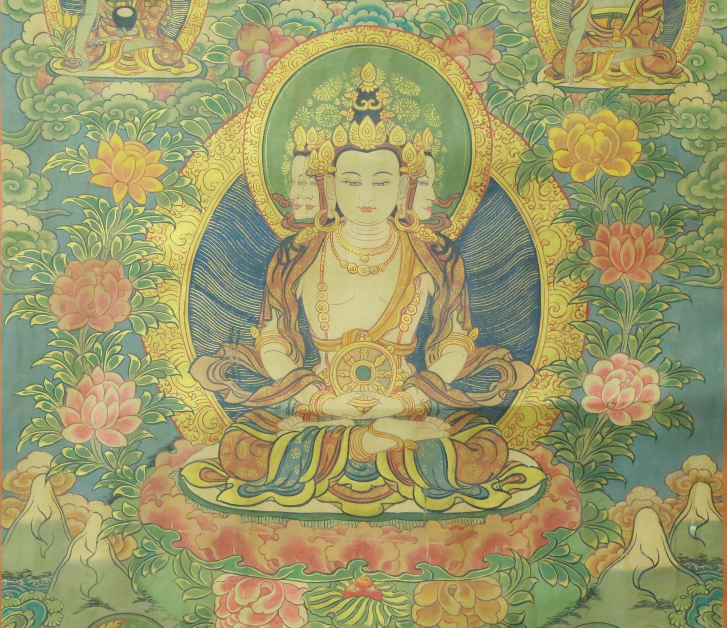 An Exquiste Painted Gold Tara Thangka