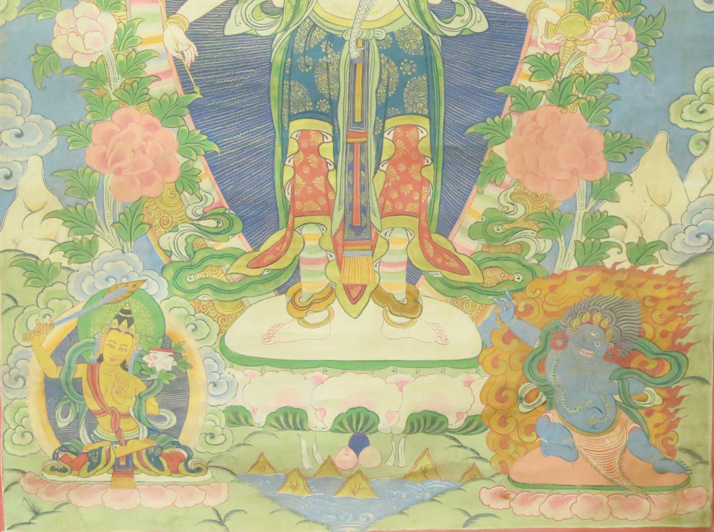 An Exquiste Painted Gold Eleven-faced Avalokiteshvara Thangka