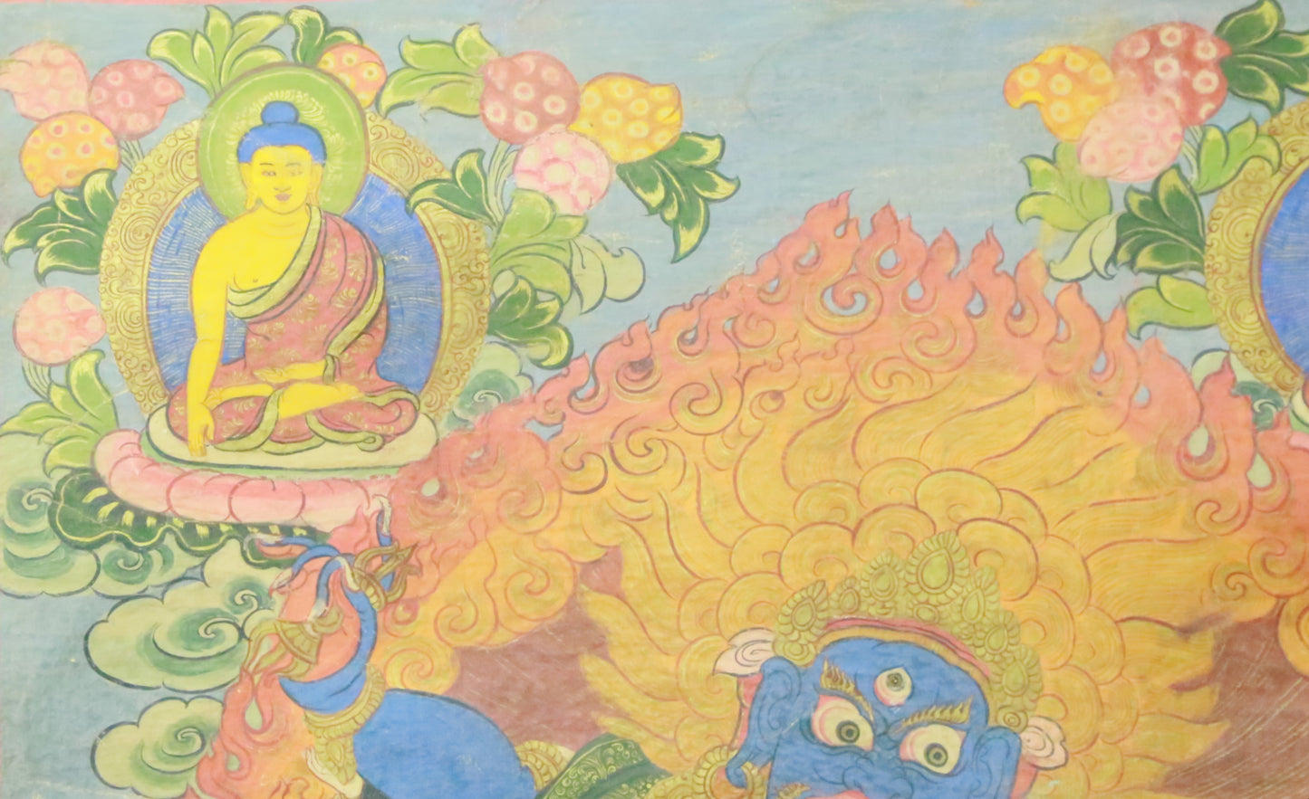 An Exquiste Painted Gold Vajra Thangka