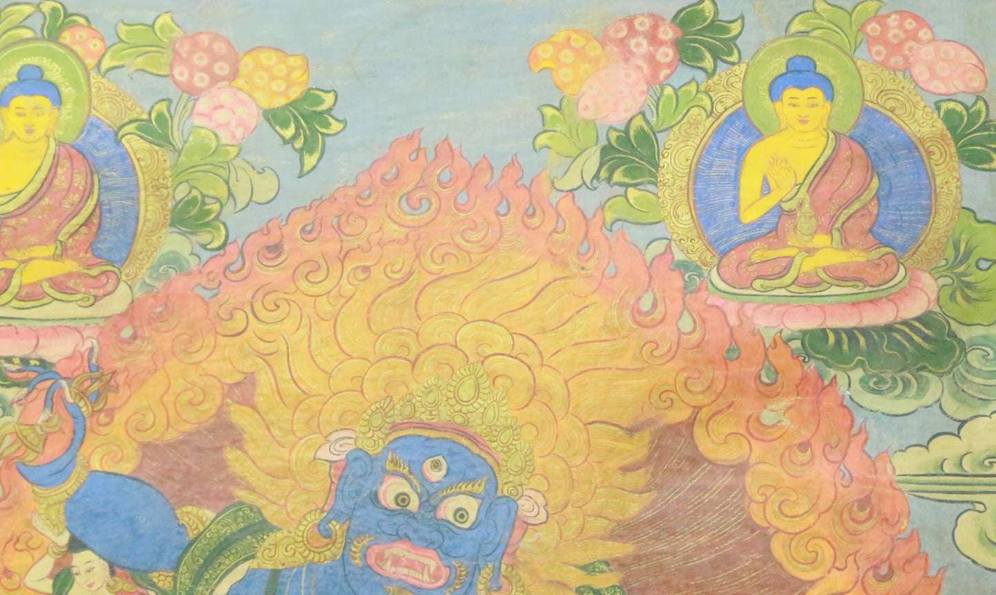 An Exquiste Painted Gold Vajra Thangka