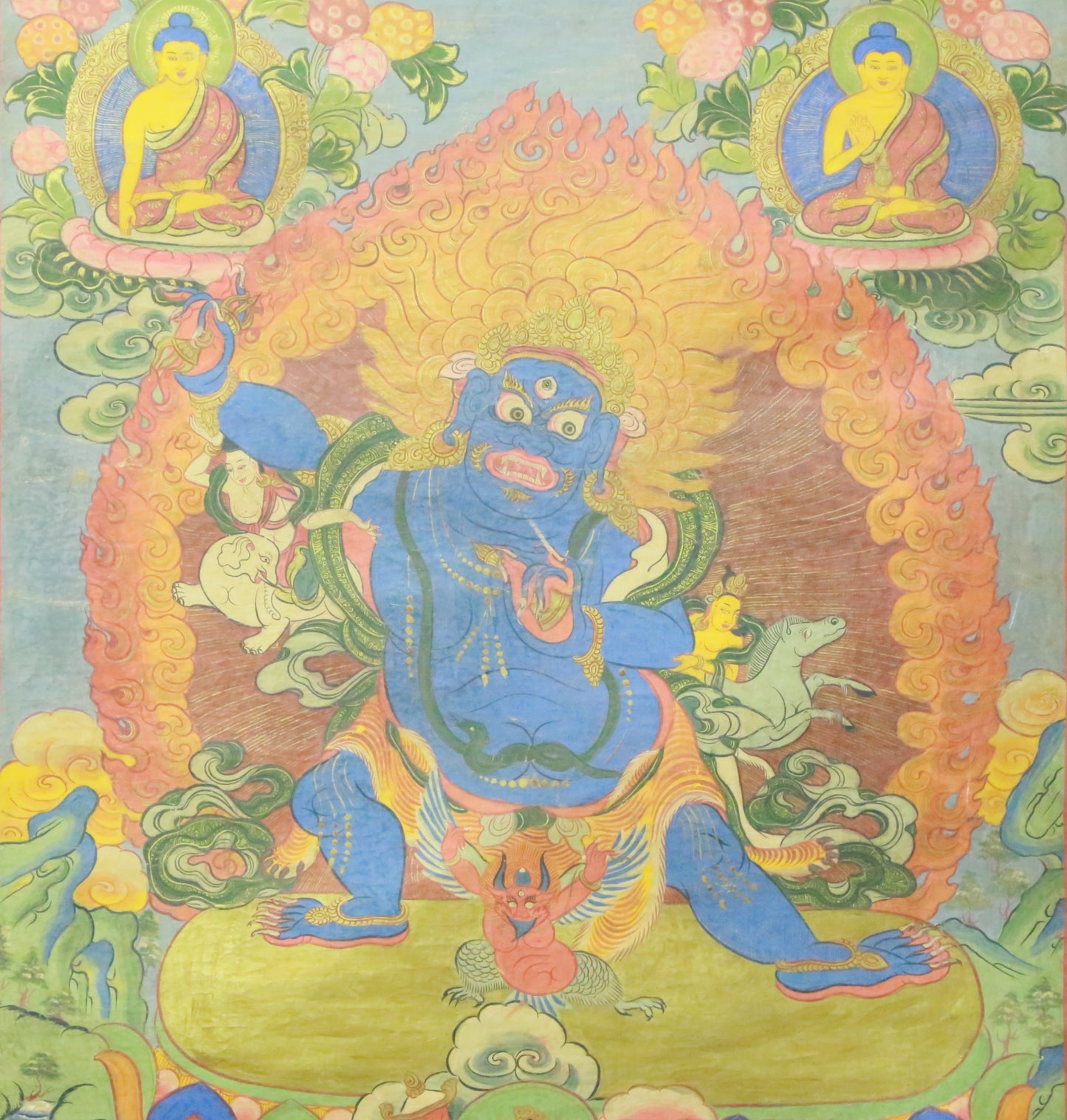 An Exquiste Painted Gold Vajra Thangka