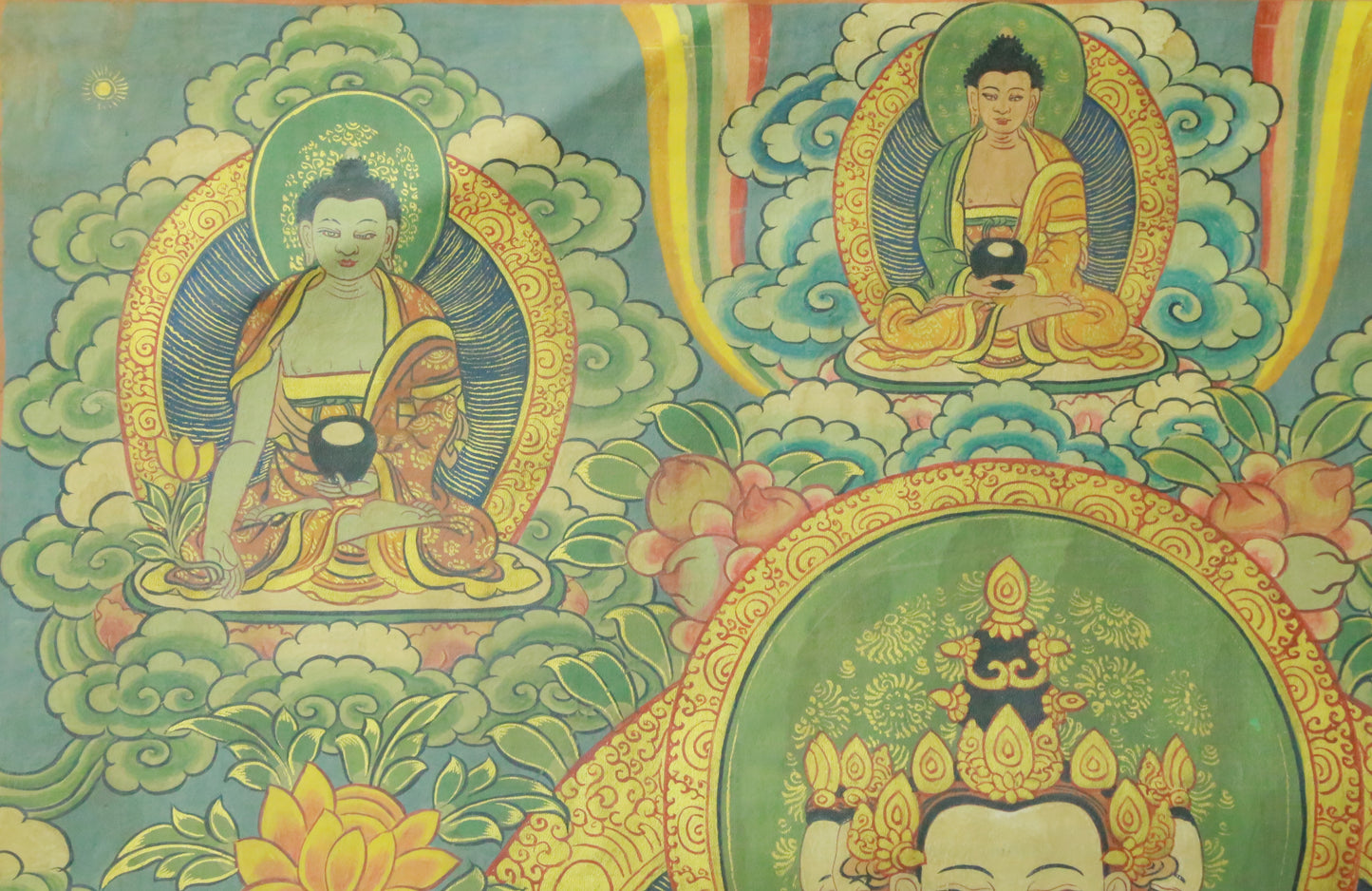 An Exquiste Painted Gold Tara Thangka