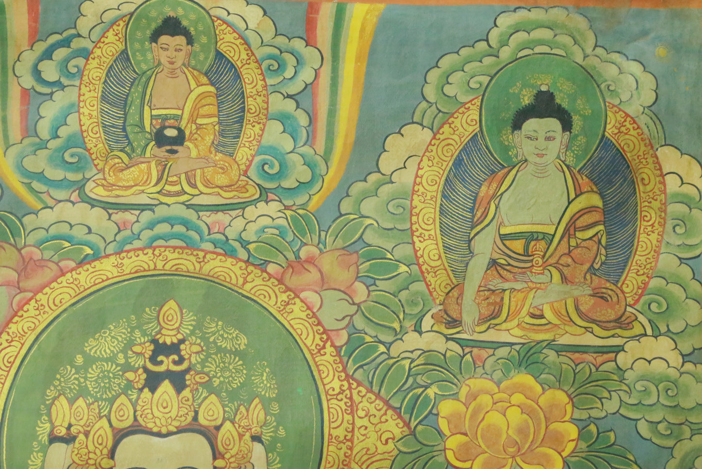 An Exquiste Painted Gold Tara Thangka